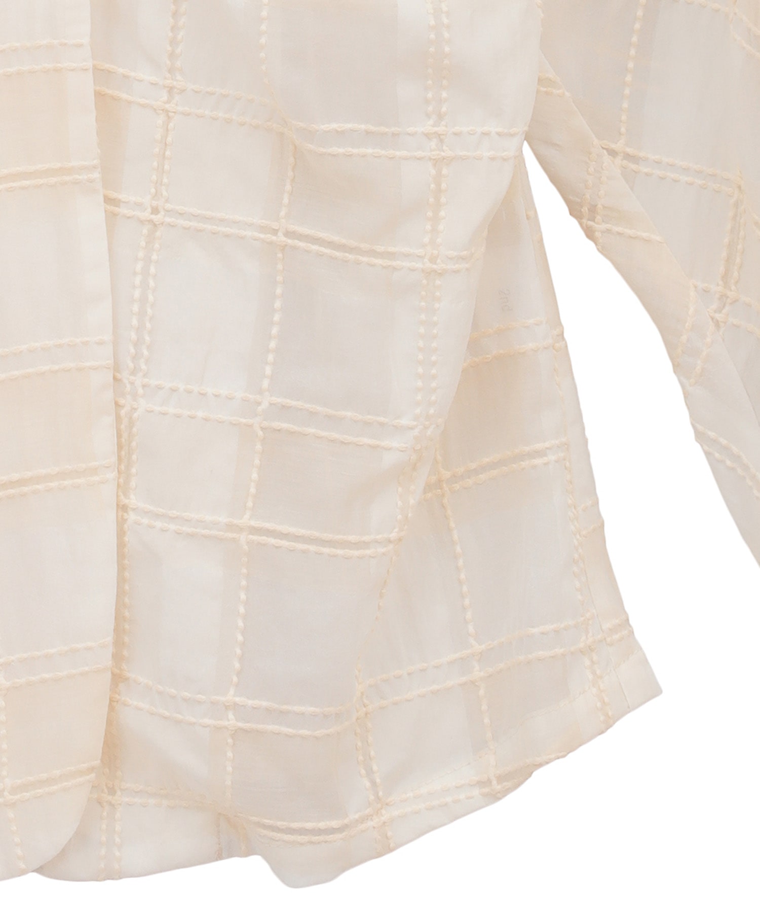 SHEER CHECK TUCK WAIST BLOUSE CLANE