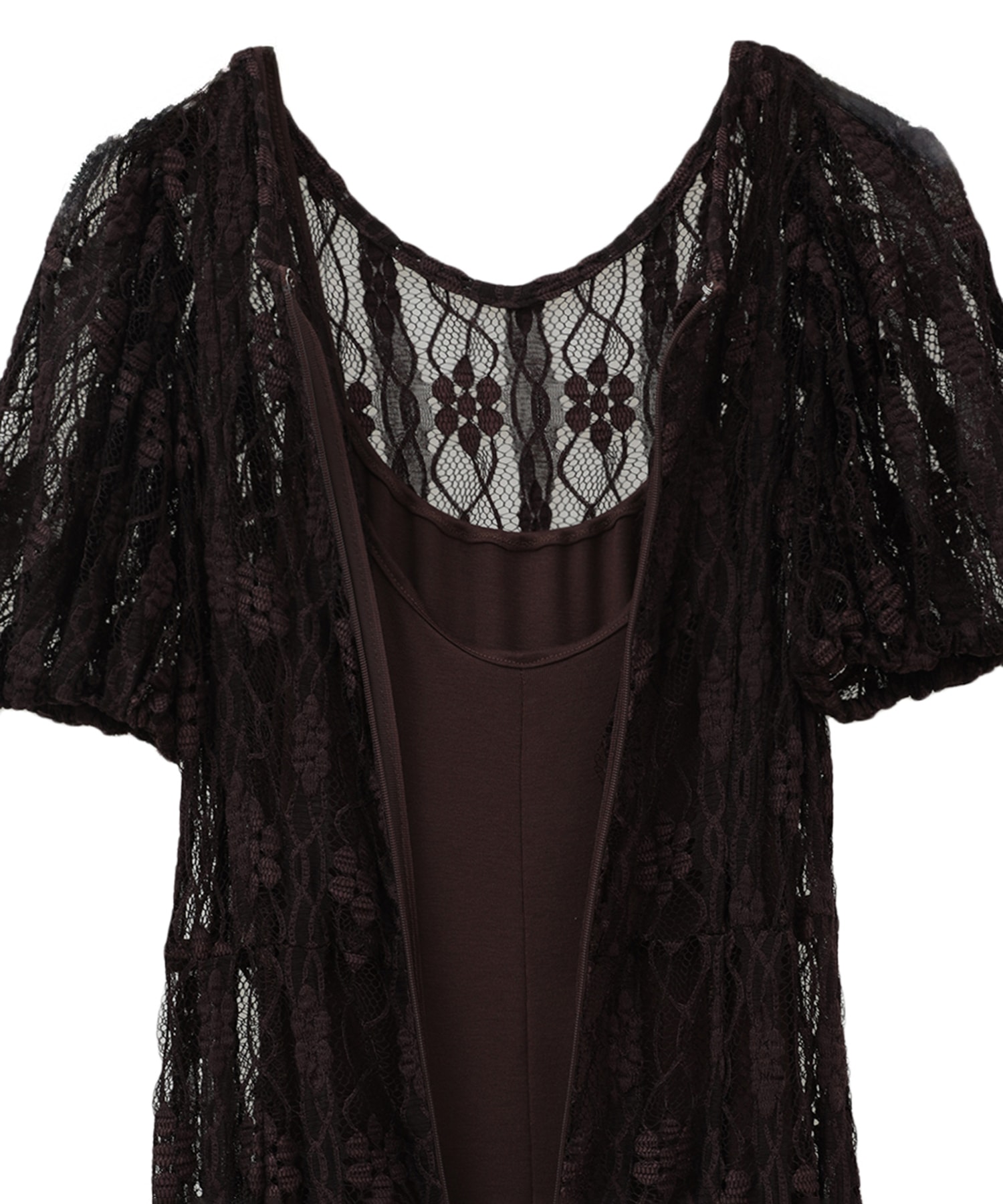 LACE MINI PUFF SLEEVE ONEPIECE CLANE