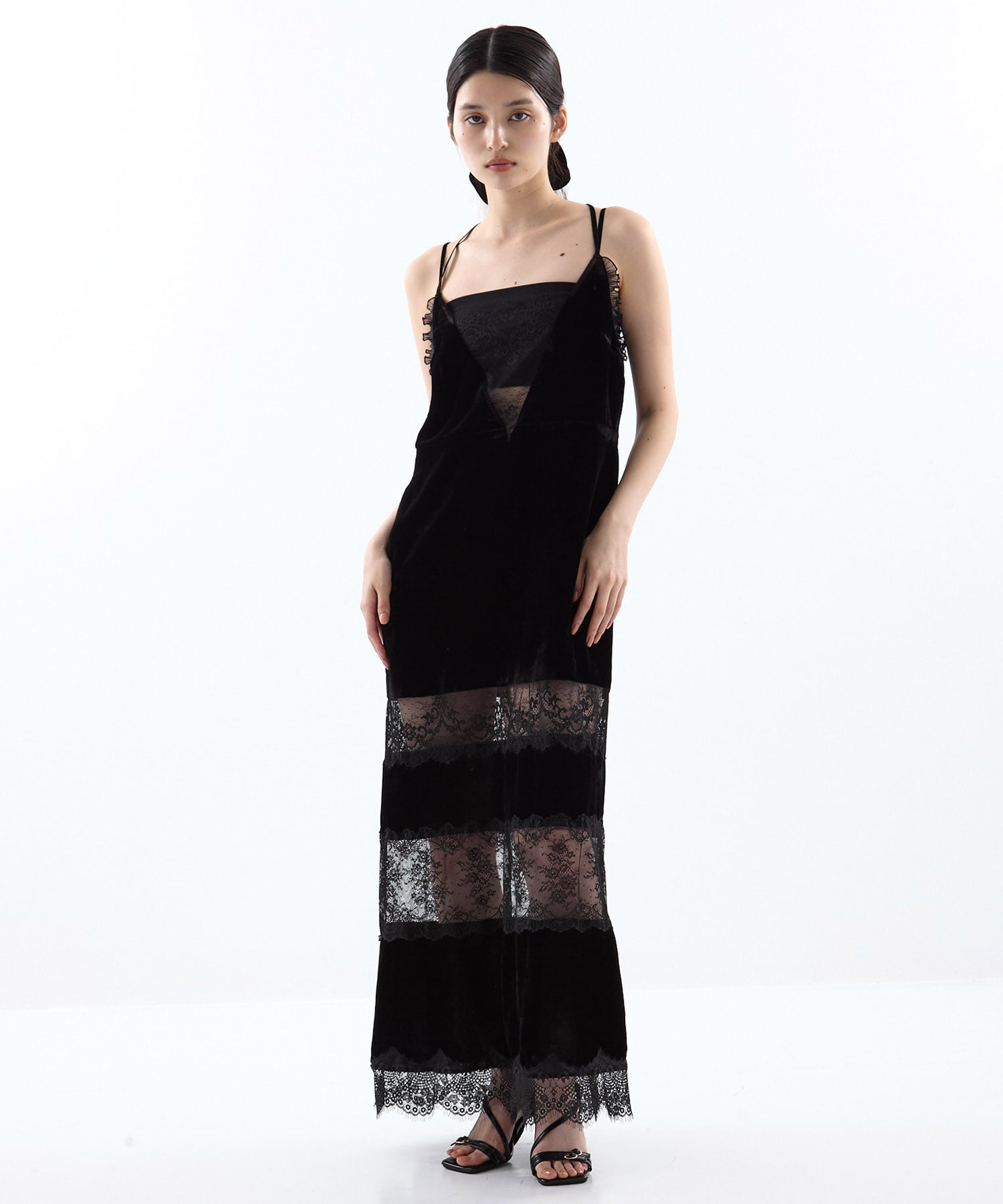 別注black lace velour camisole dress tanakadaisuke