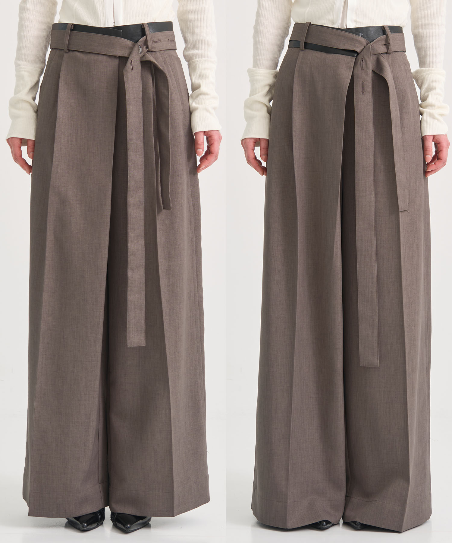 Leather Belted Flare Trousers STUDIOUS