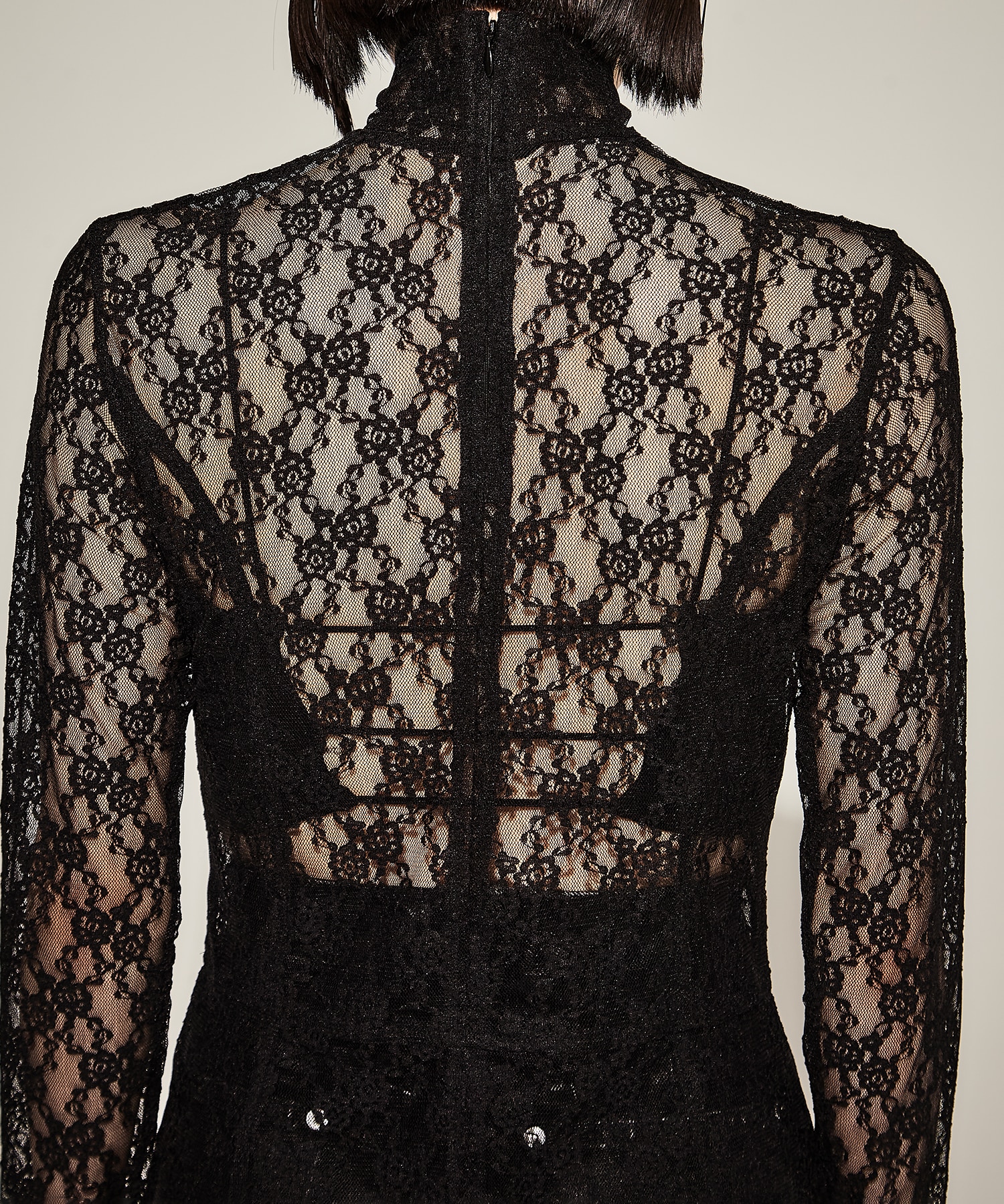 FLOWER LACE TURTLE NECK TOP WITH GARTER BELT JOHN LAWRENCE SULLIVAN