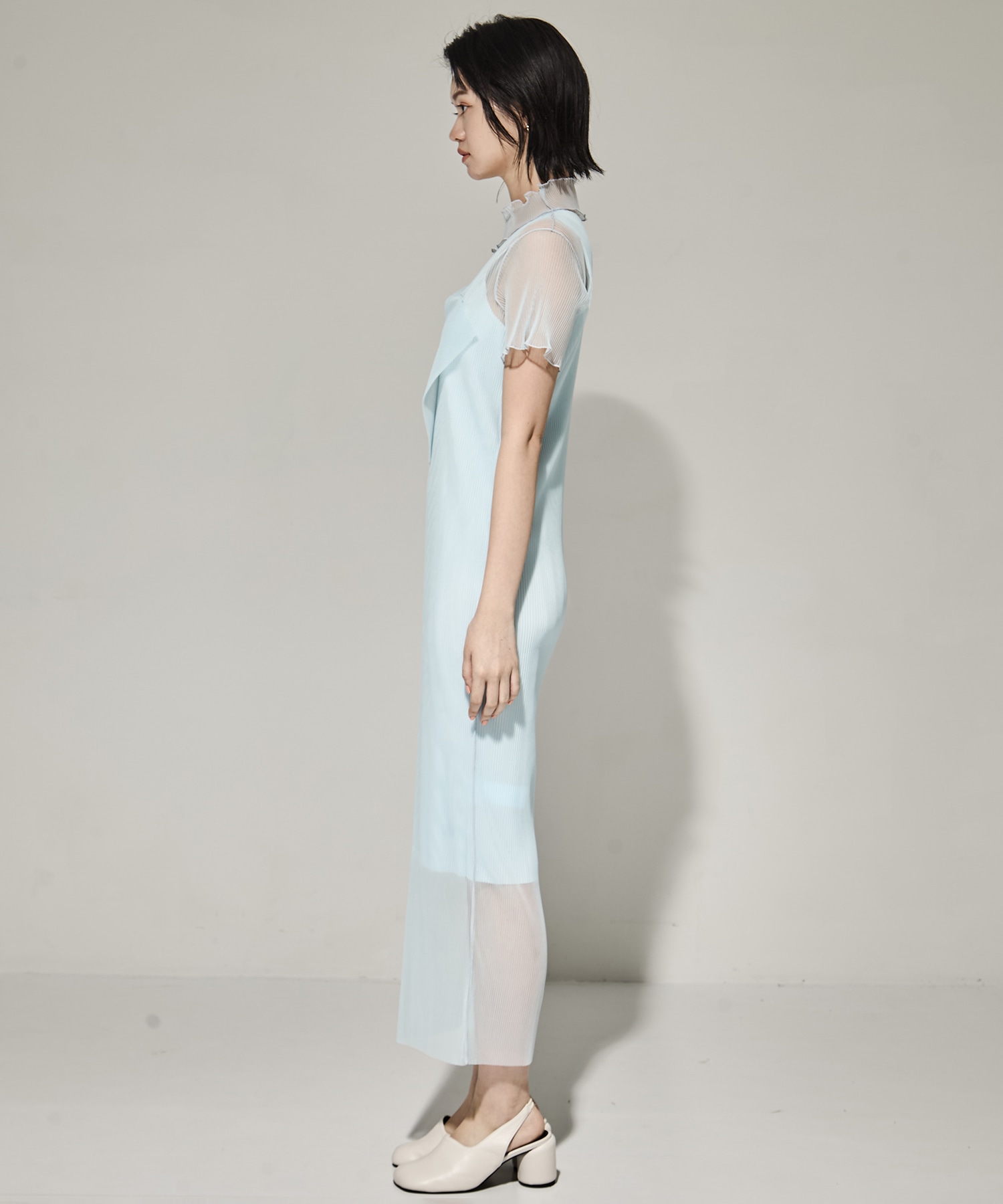 SHEER LAYERED SHORT SLEEVE DRESS kotohayokozawa