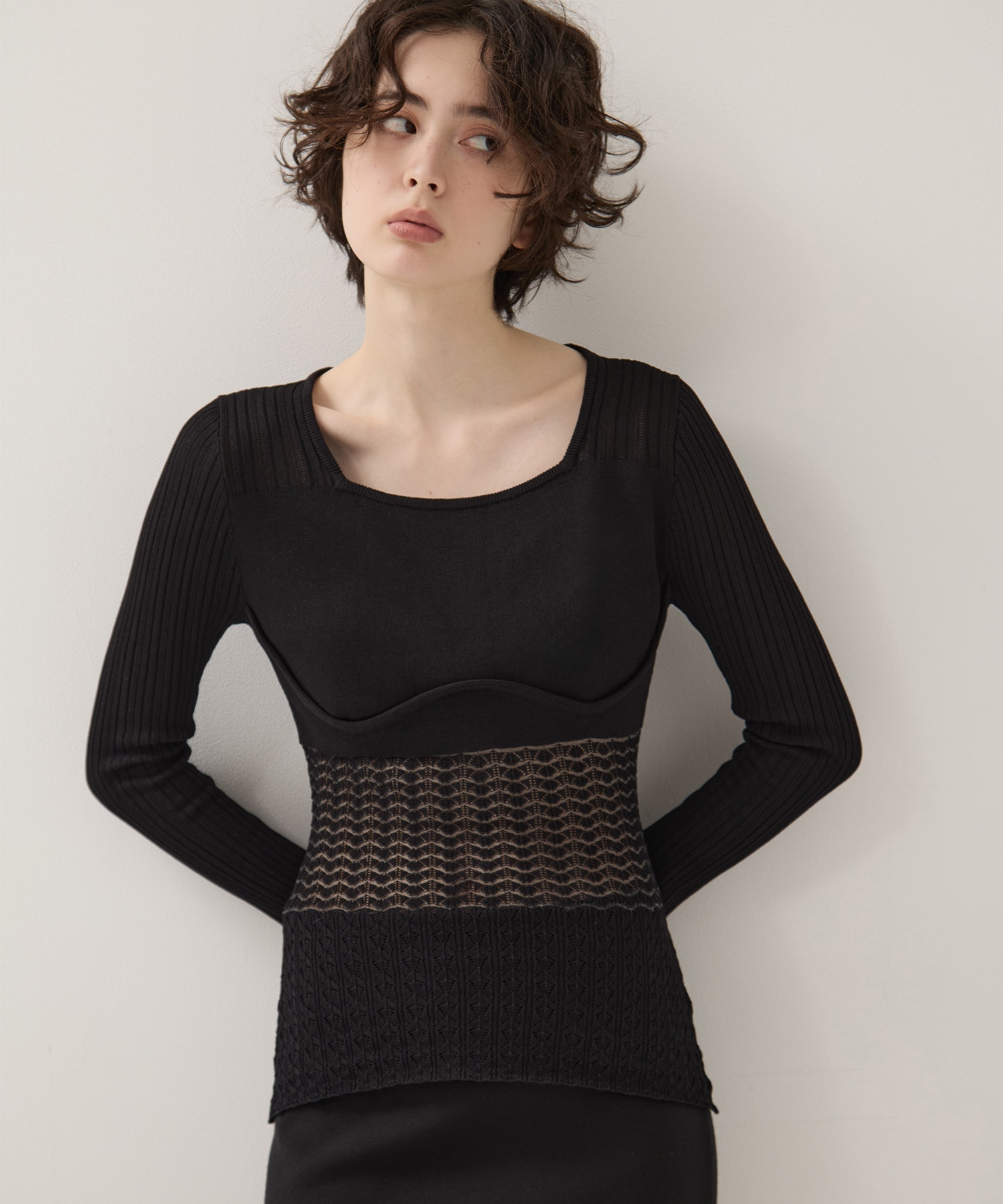 別注Square Neck Ripple Knit EMILY ODA