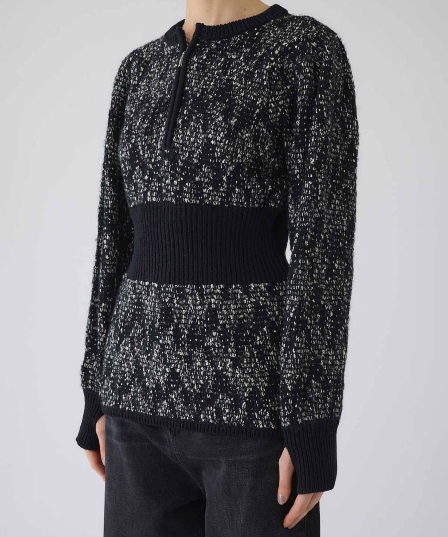 Waist switching knit tops RIM.ARK