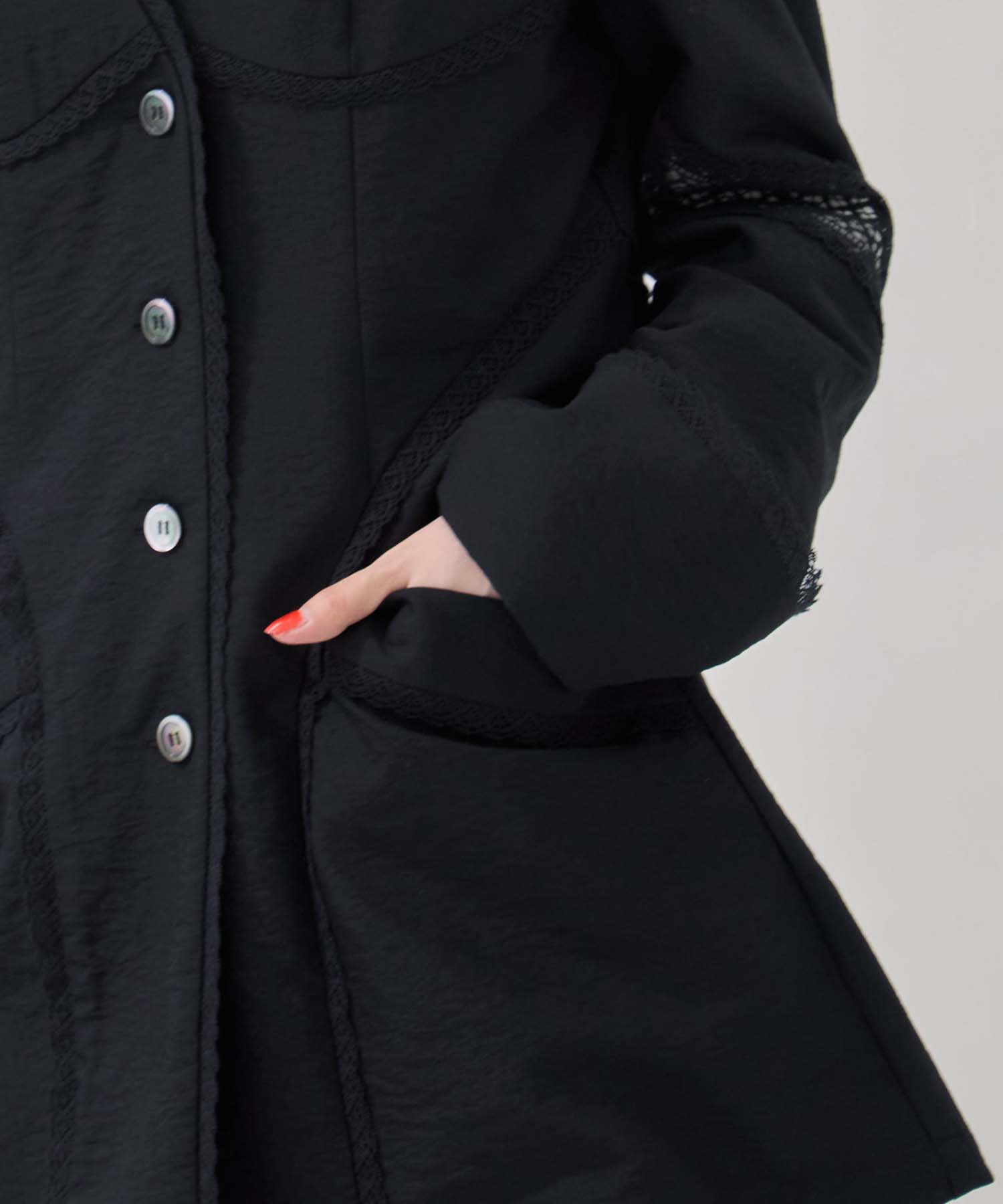 別注 LACE-PANELED SHIRT JACKET FETICO