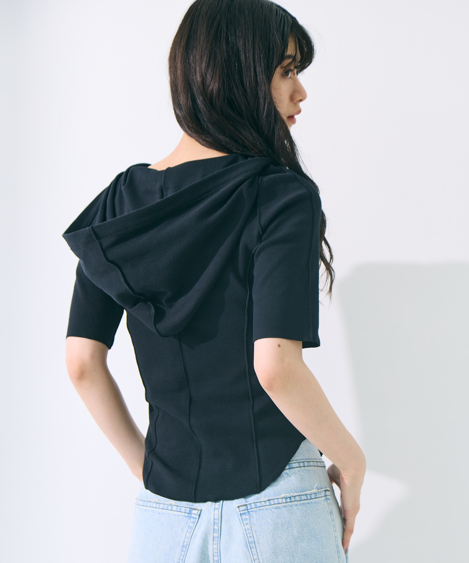 Zip Up Hoodie Rib Top STUDIOUS