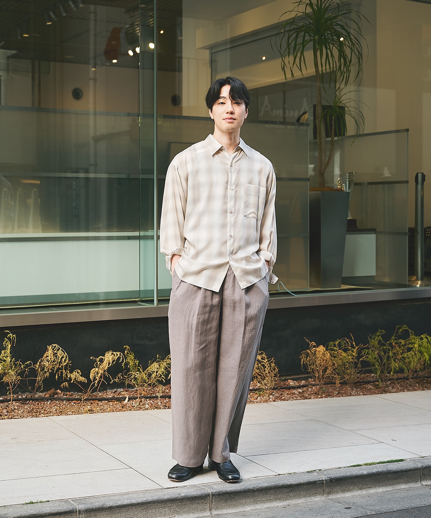 別注 LINEN TROPICAL WIDE LEG EASY PANTS MARKAWARE/marka