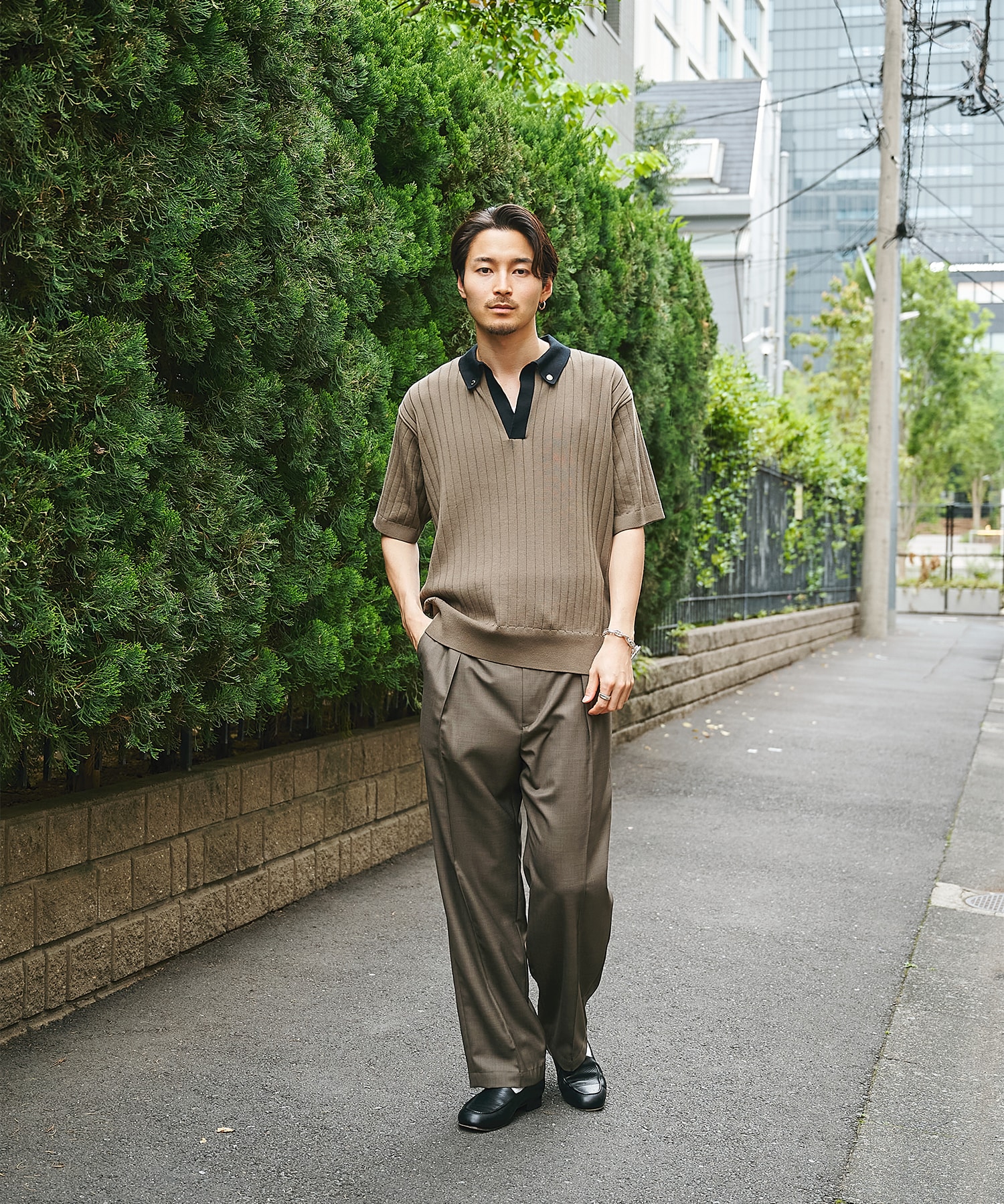 Wide Rib Skipper Collar Short Sleeve Knit CULLNI