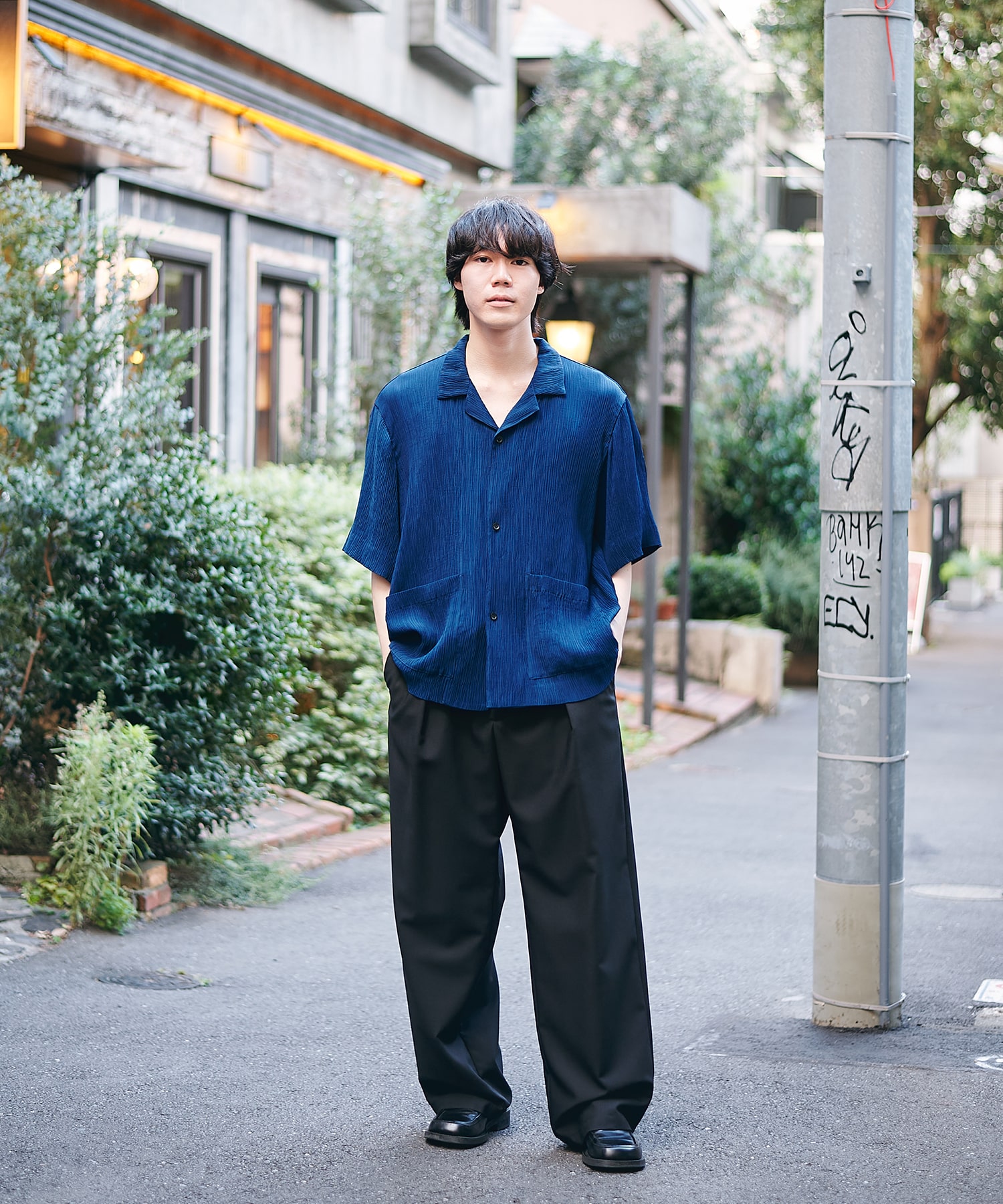 Silky Pleats Open Shirts STUDIOUS