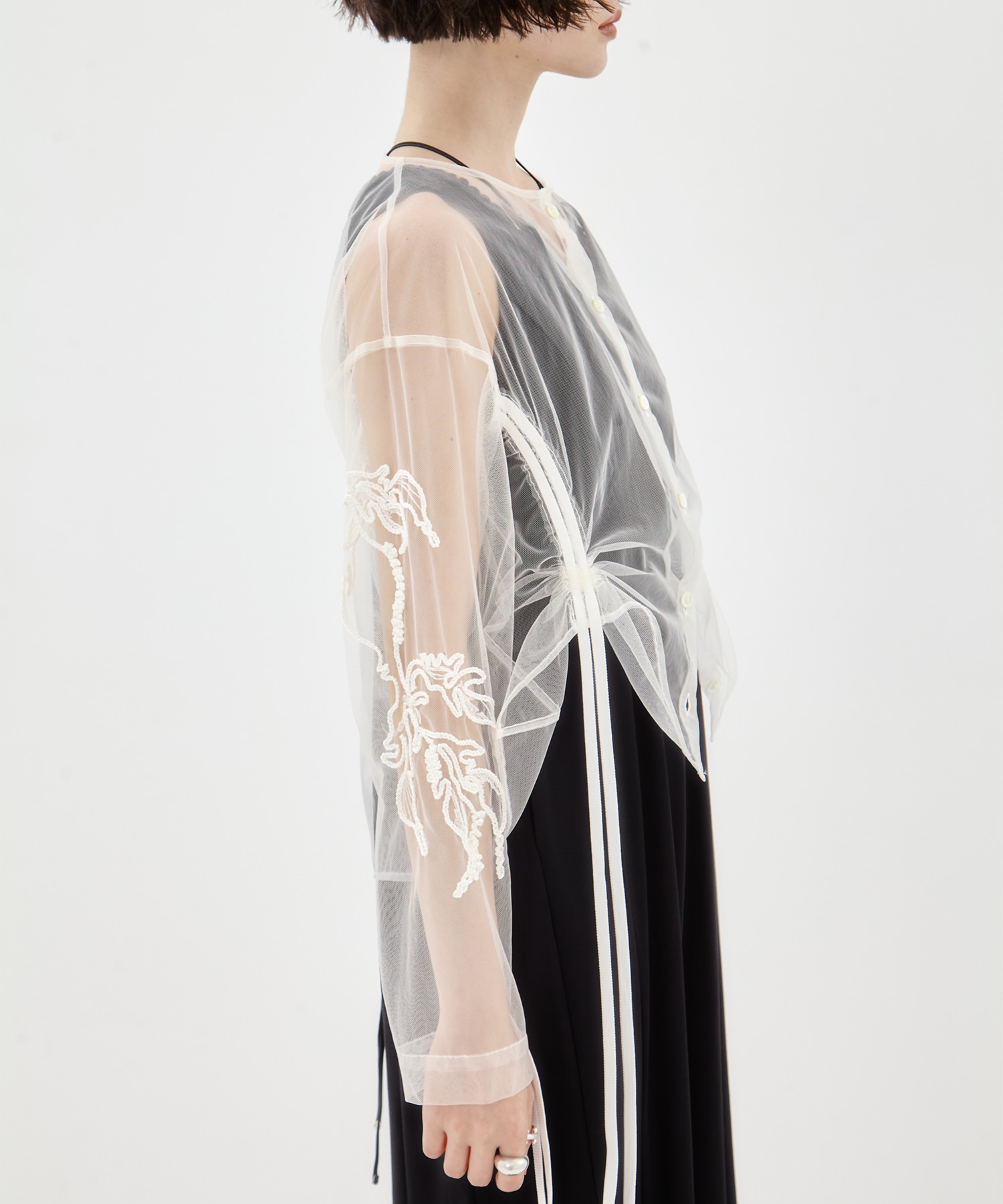 別注embroidered tulle cardigan MURRAL