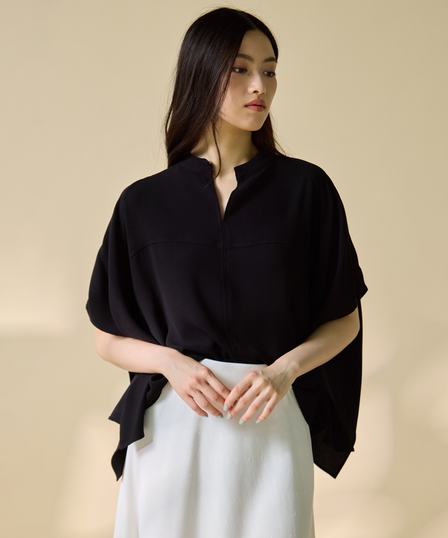 BACK SATIN DRAPE BLOUSE STUDIOUS