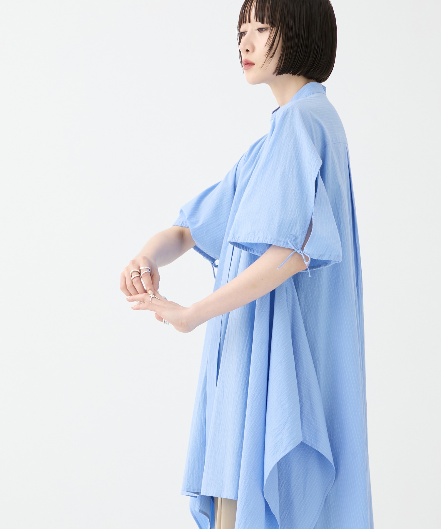 別注Coボイルサッカーケープスリーブシャツ FEMMENT