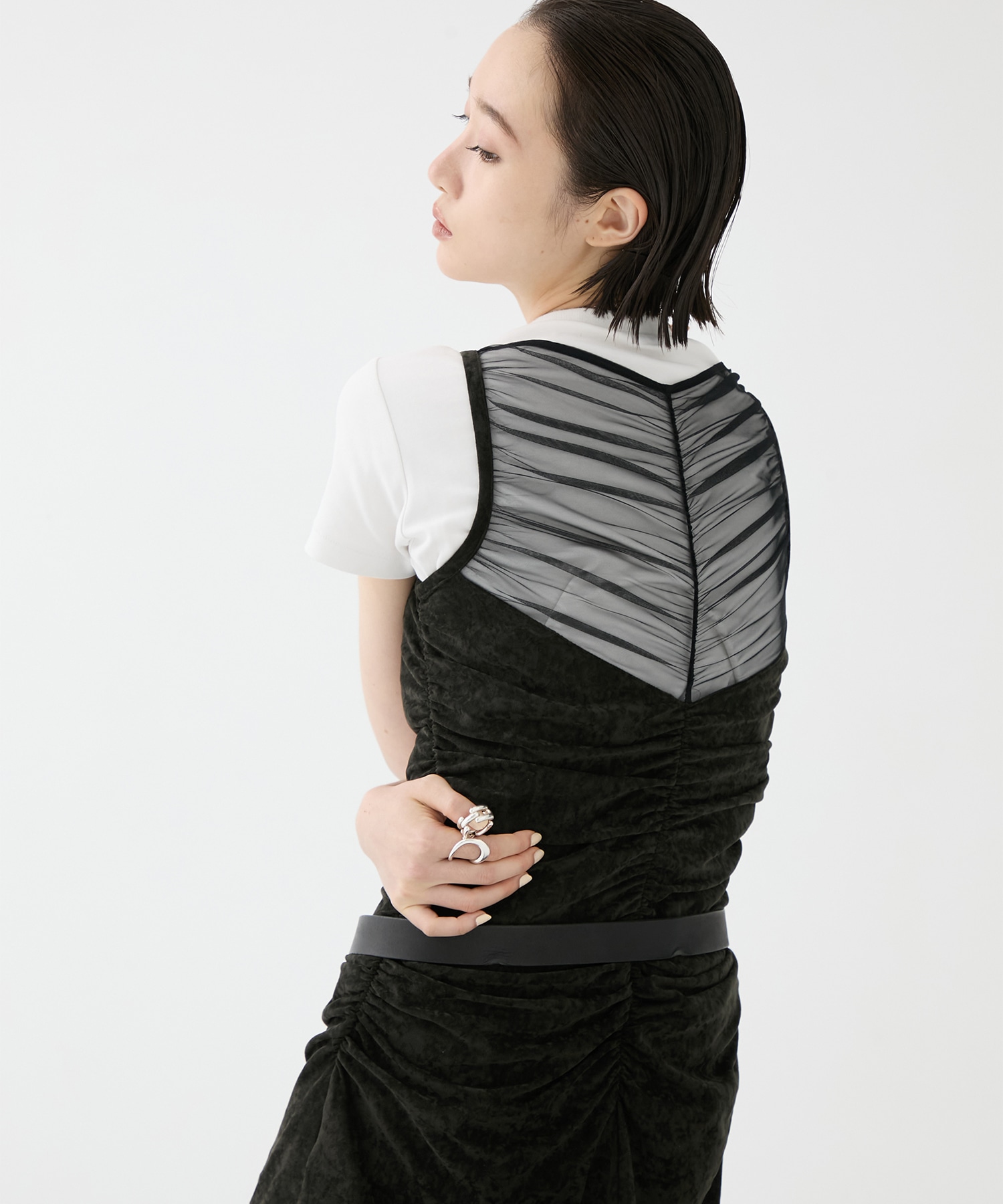 別注VELOUR SHEER CUT HEM DRESS FETICO