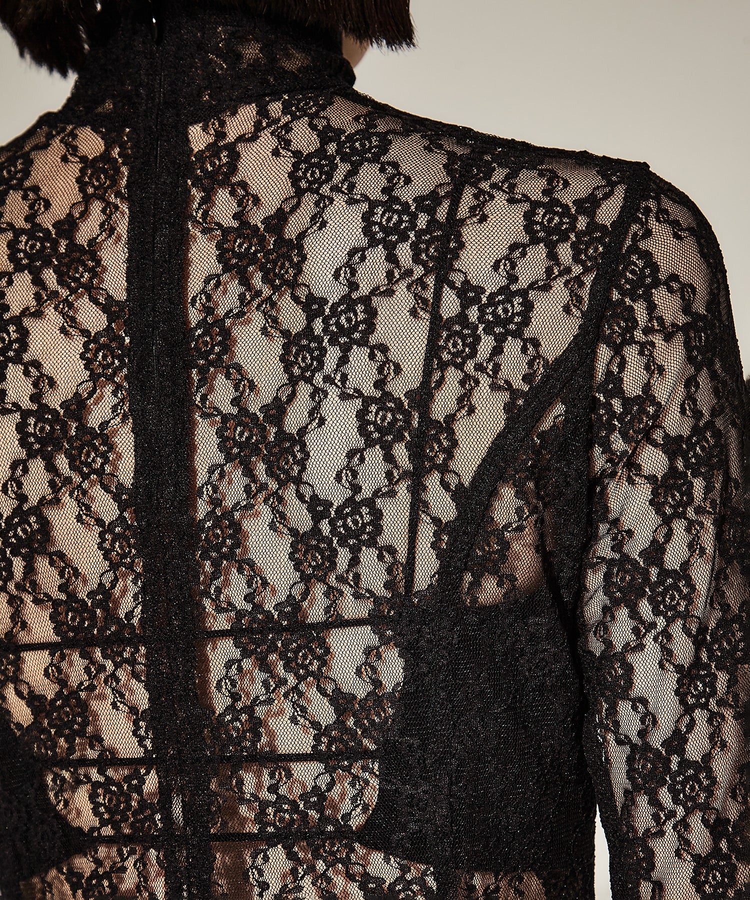 FLOWER LACE TURTLE NECK TOP WITH GARTER BELT JOHN LAWRENCE SULLIVAN