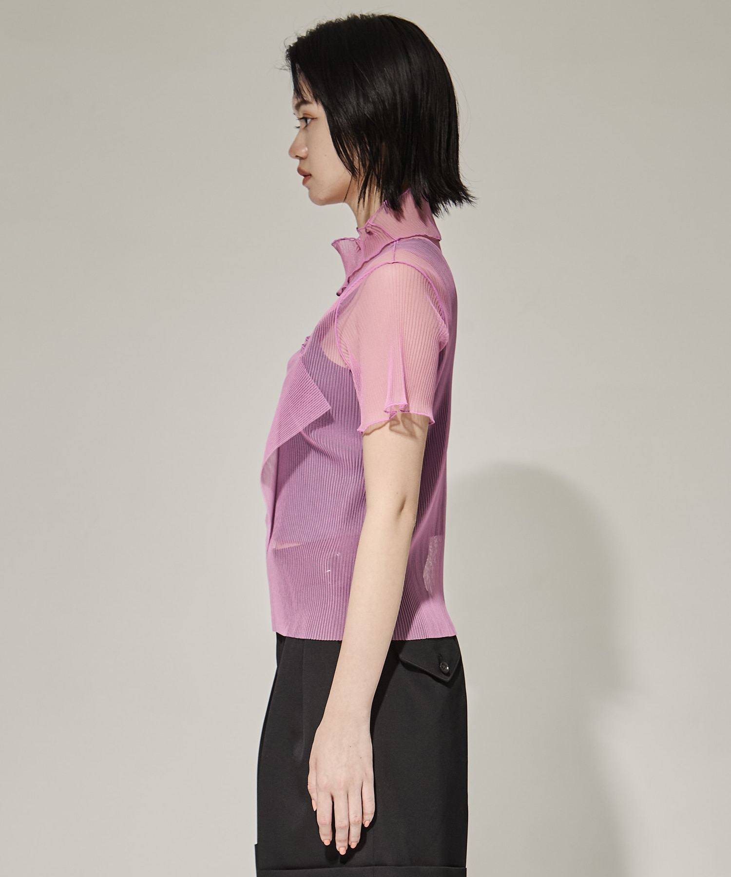 SHEER LAYERED SHORT SLEEVE TOP kotohayokozawa