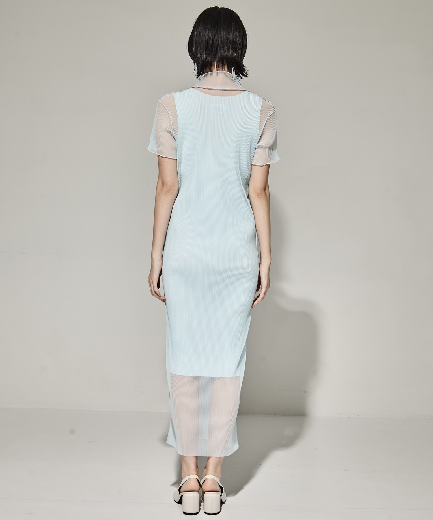 SHEER LAYERED SHORT SLEEVE DRESS kotohayokozawa