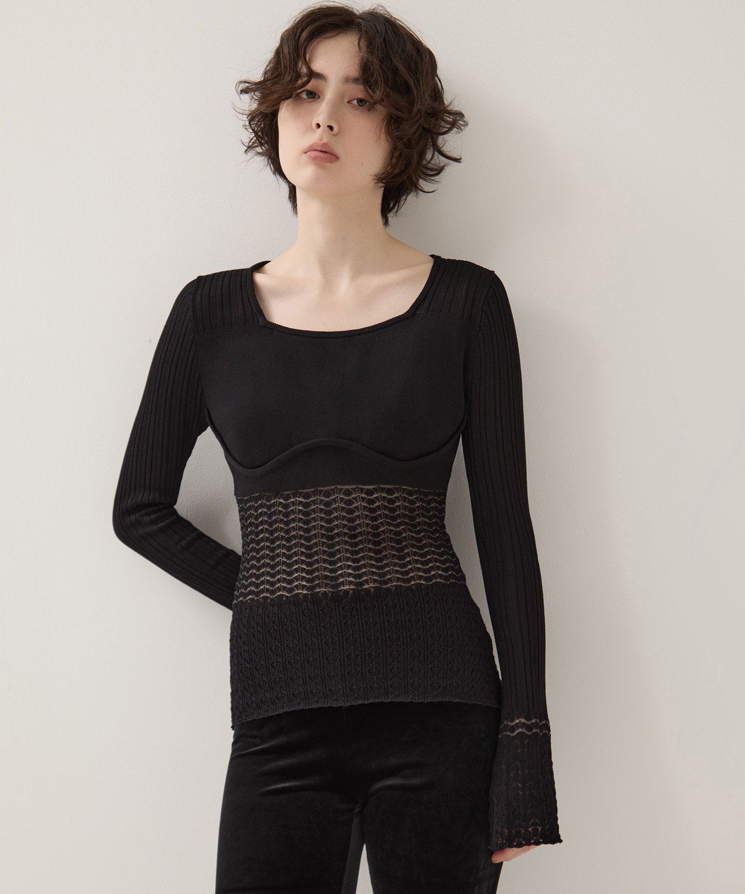 別注Square Neck Ripple Knit EMILY ODA