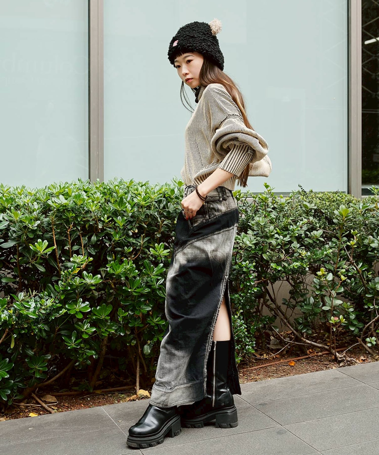 別注Dual face knit AKIKOAOKI