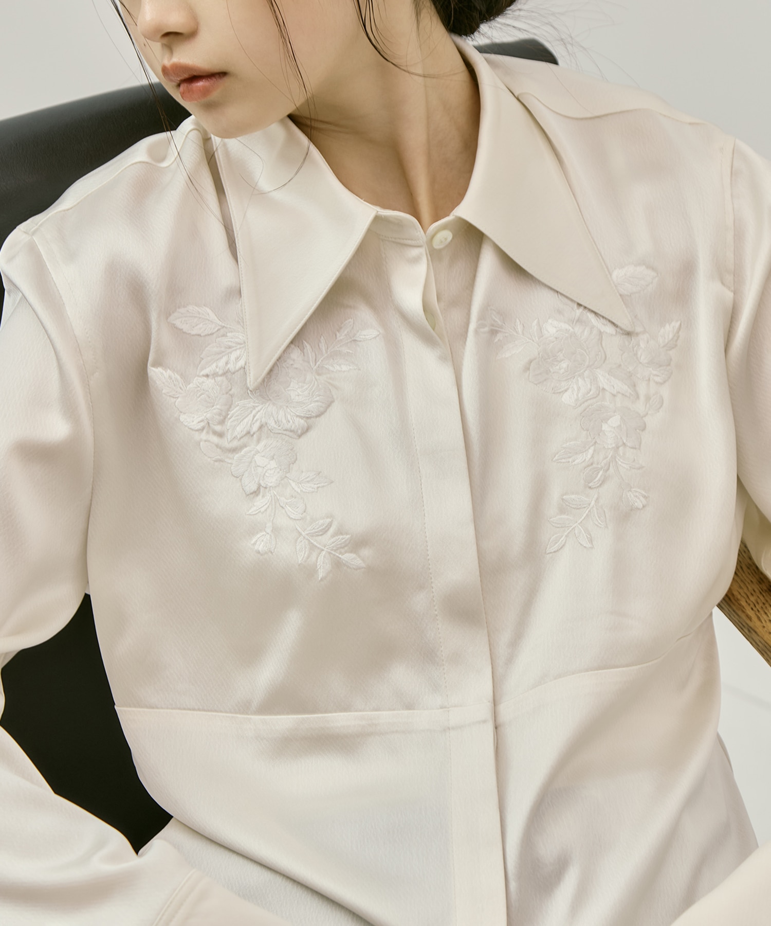 別注 EMBROIDERY SATIN SHIRT FETICO