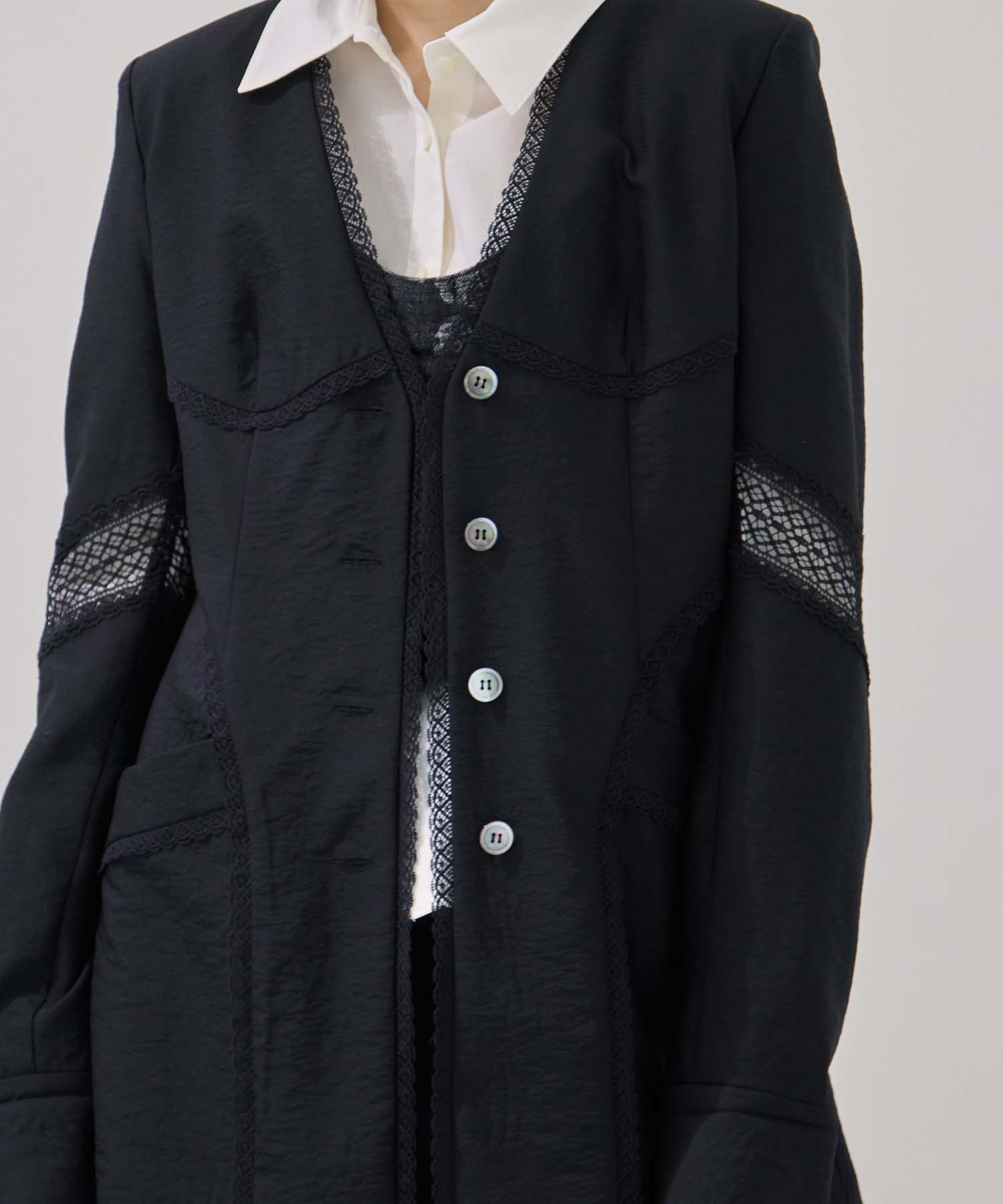 別注 LACE-PANELED SHIRT JACKET FETICO