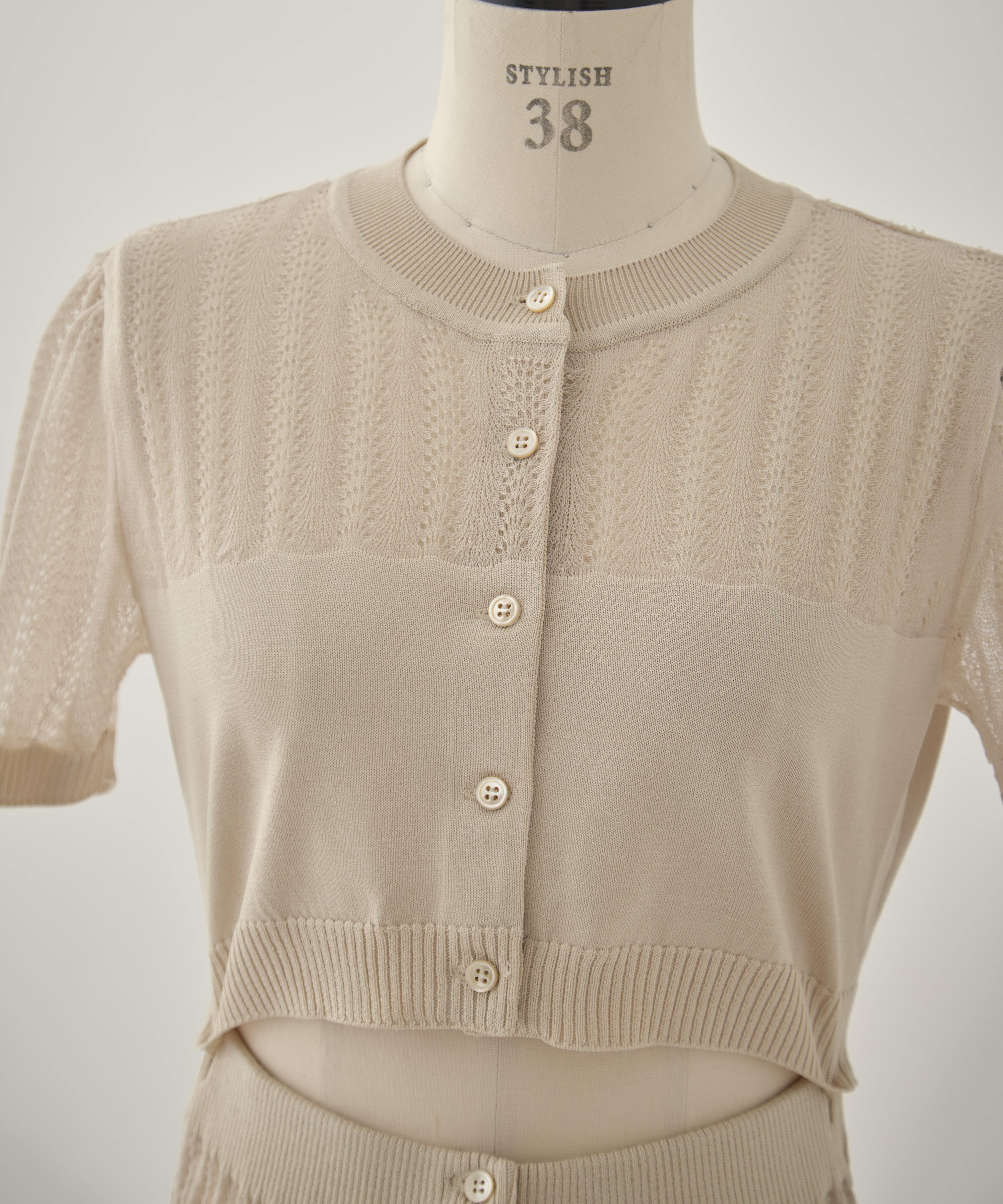 CONVERTIBLE SHEER STRIPE KNIT CARDIGAN FETICO