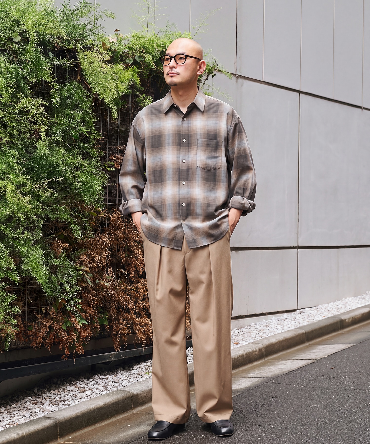 Fine Wool Smooth Check Shirts STUDIOUS