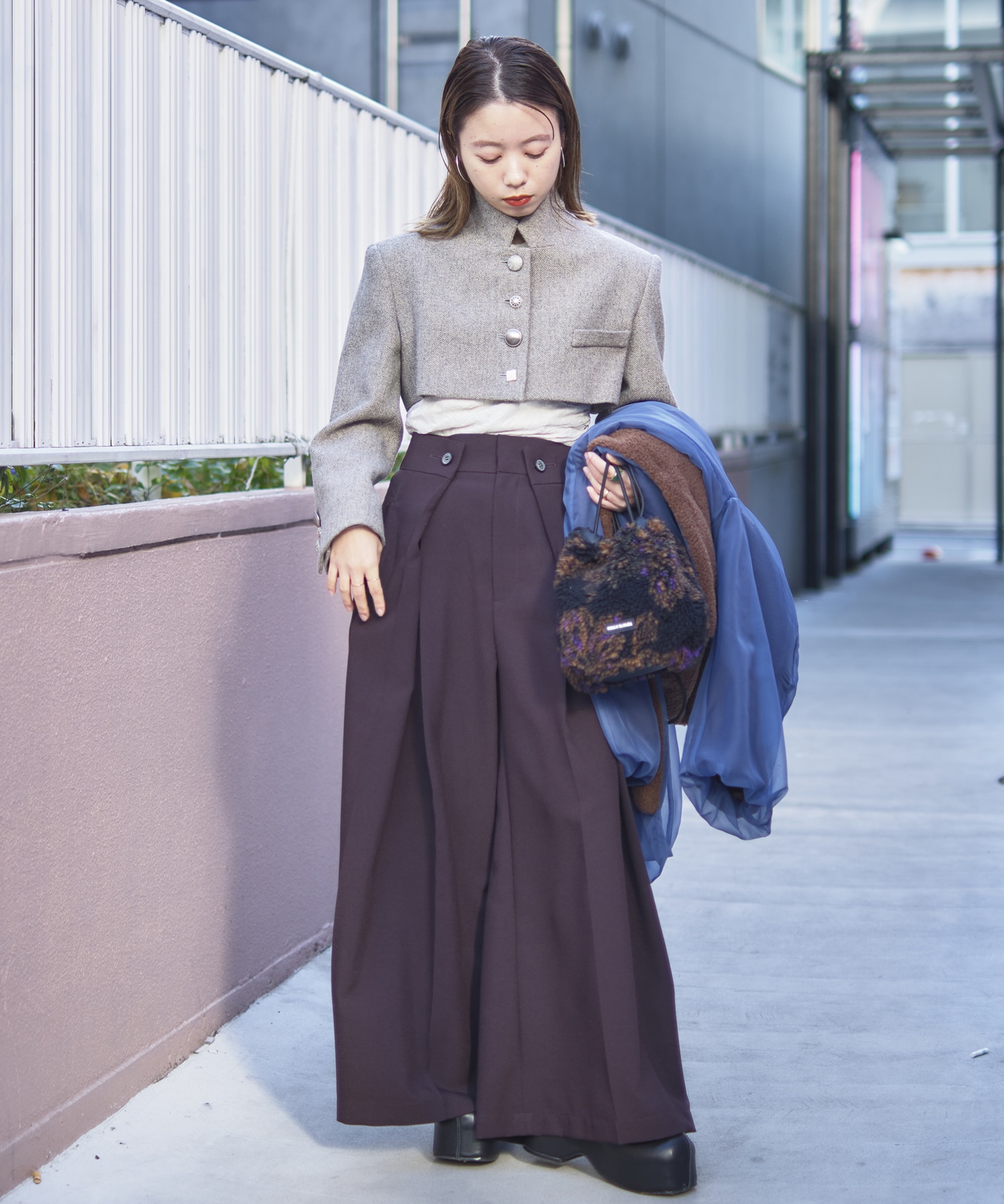 別注jacquard boa drawstring bag FUMIE=TANAKA