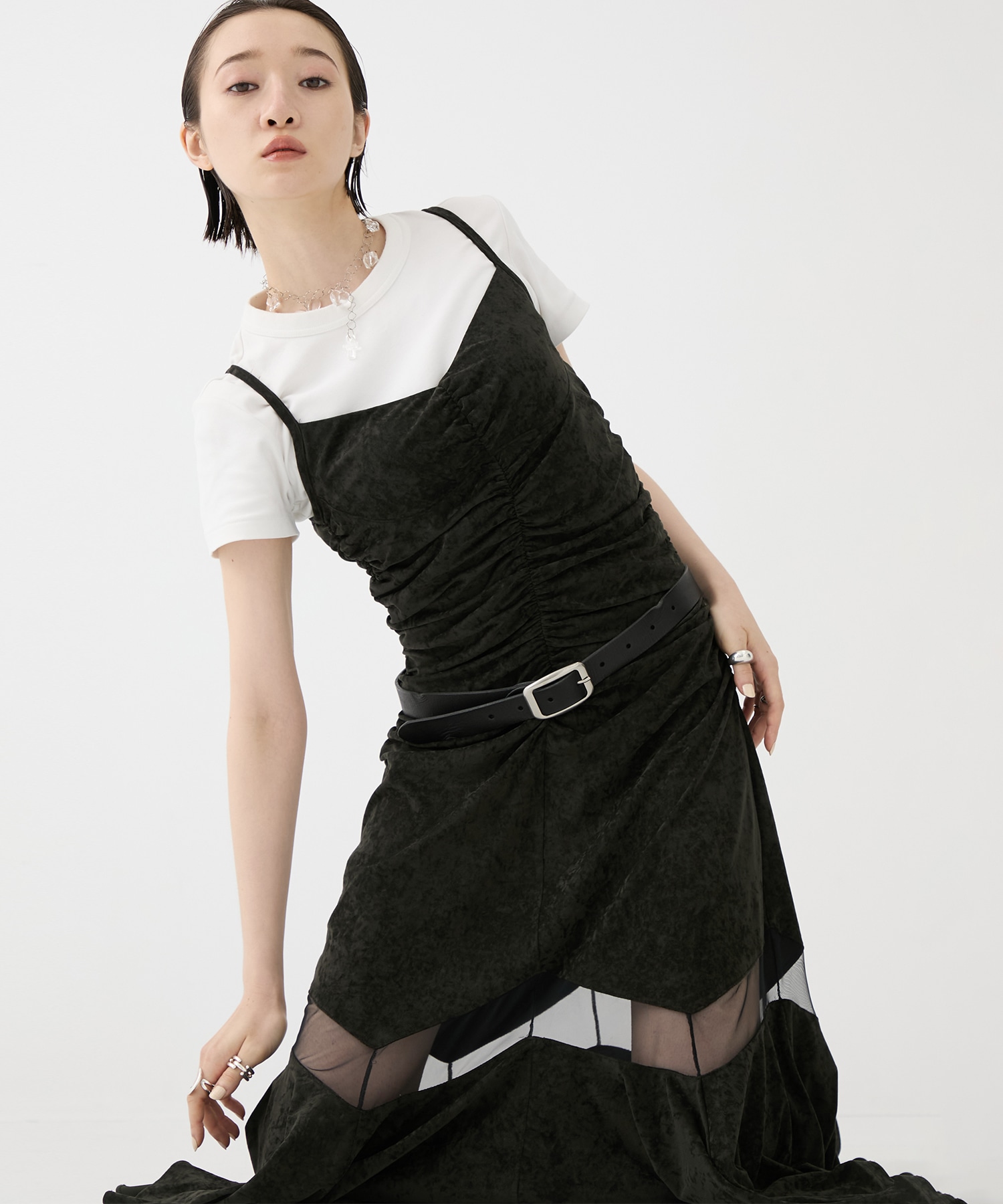 別注VELOUR SHEER CUT HEM DRESS FETICO