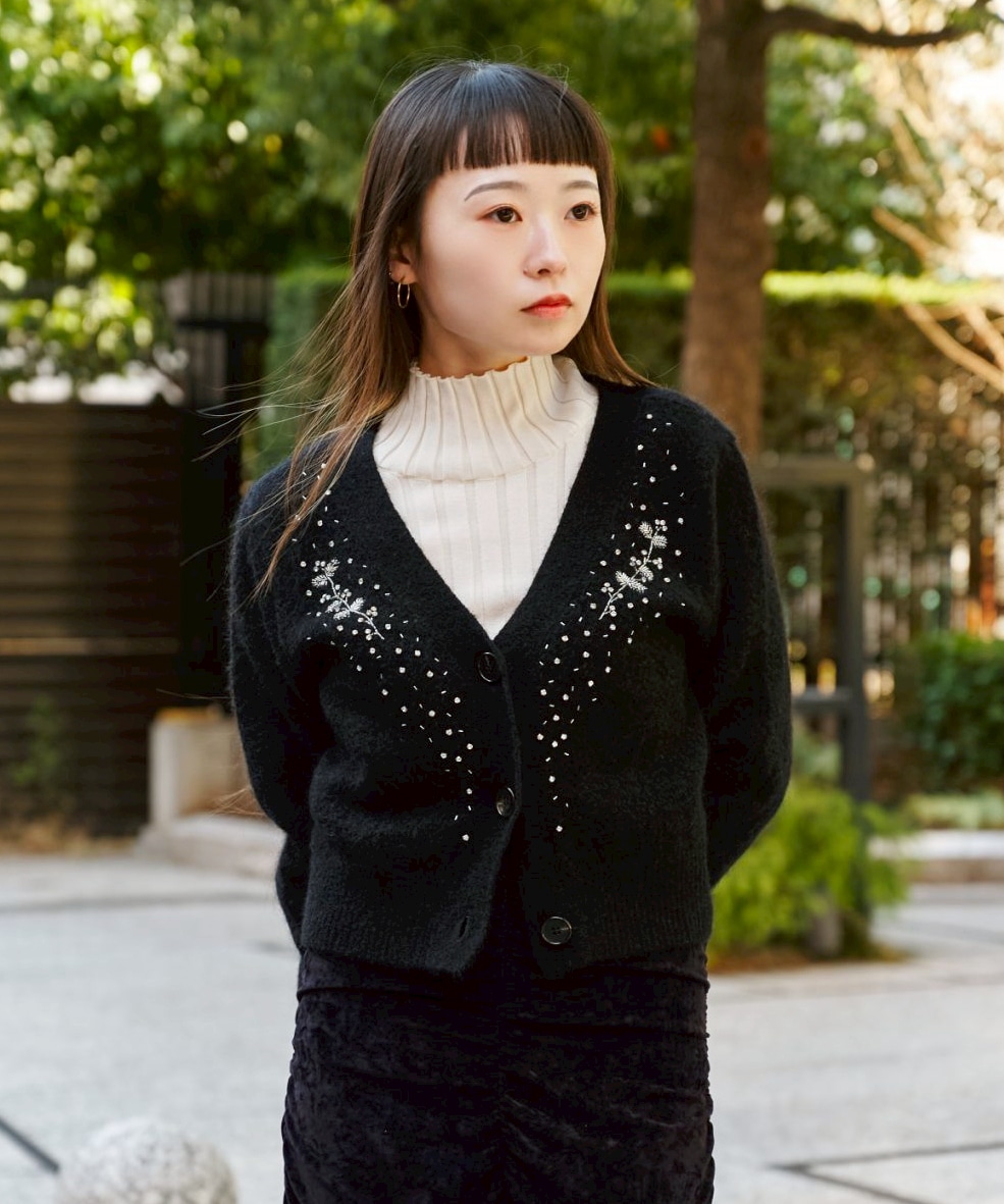 Jacquard-knit V-neck cardigan FETICO