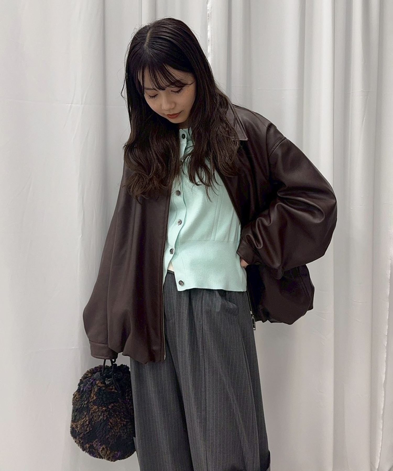 FAKE LEATHER BALLOON JACKET CLANE