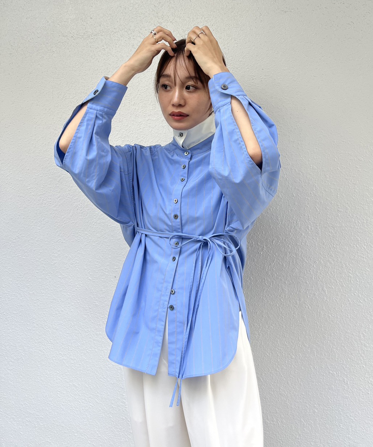 【新色】Wide Stripe 2way Shirt STUDIOUS