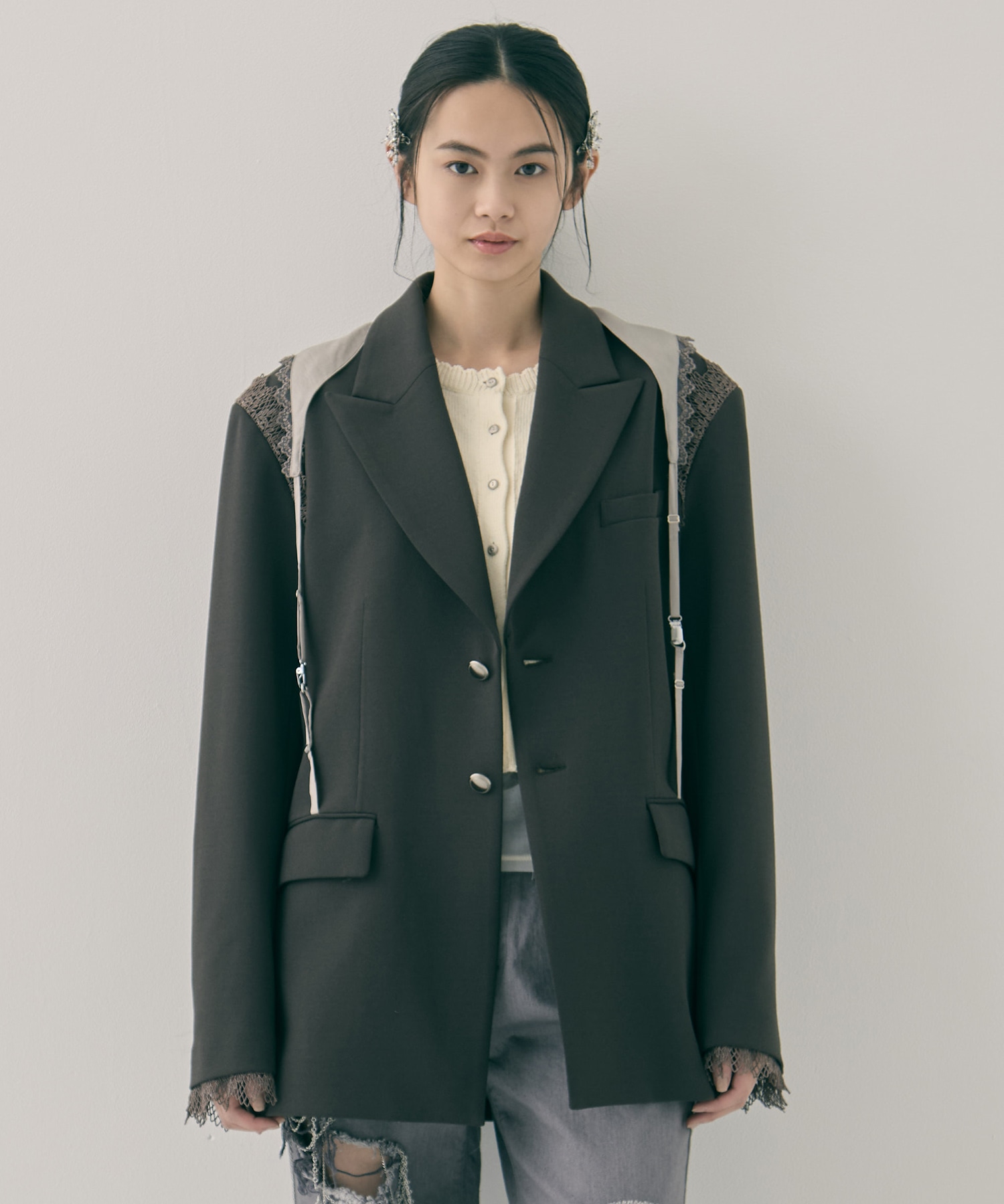 garter collar peaked lapel jacket tanakadaisuke