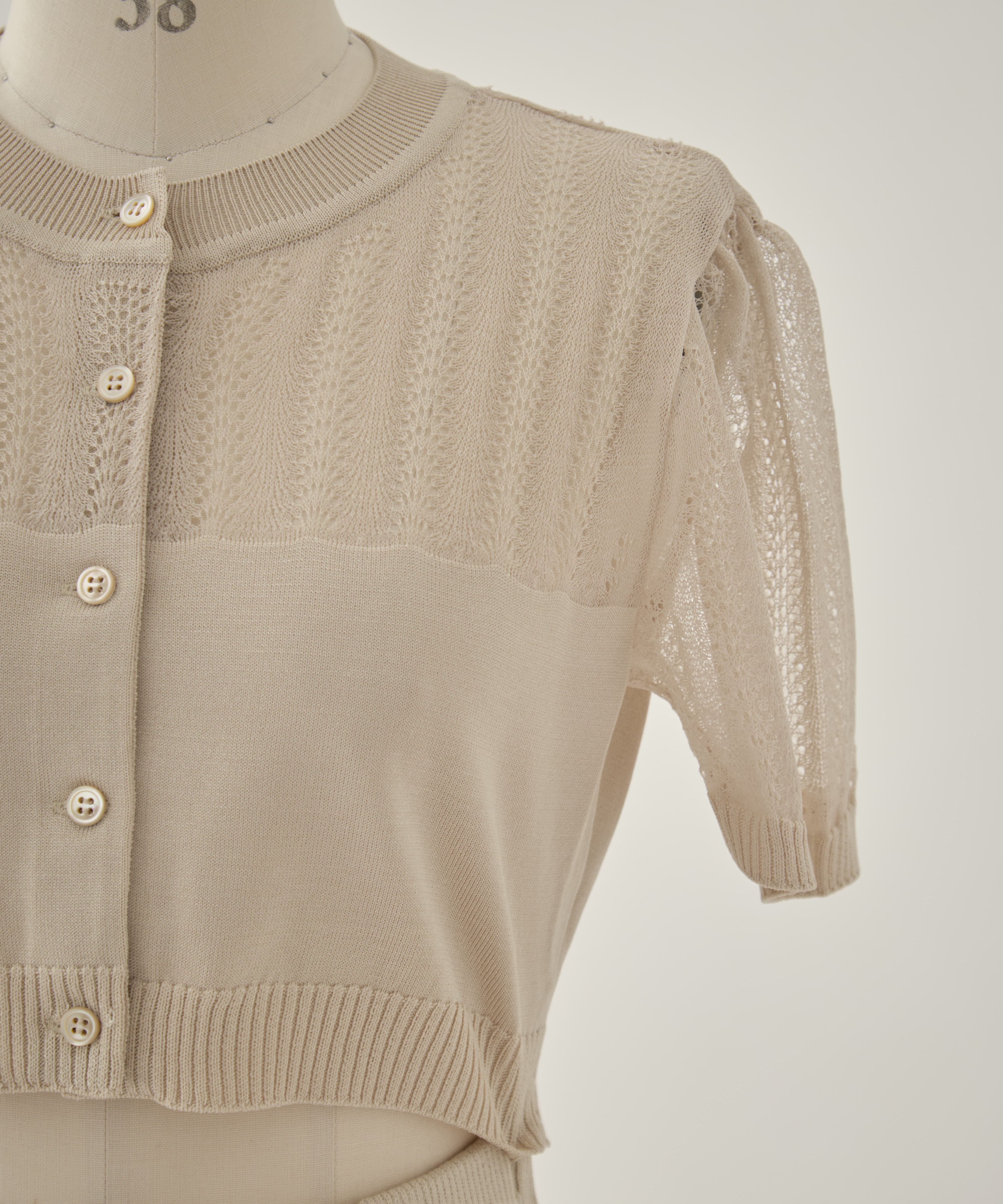 CONVERTIBLE SHEER STRIPE KNIT CARDIGAN FETICO