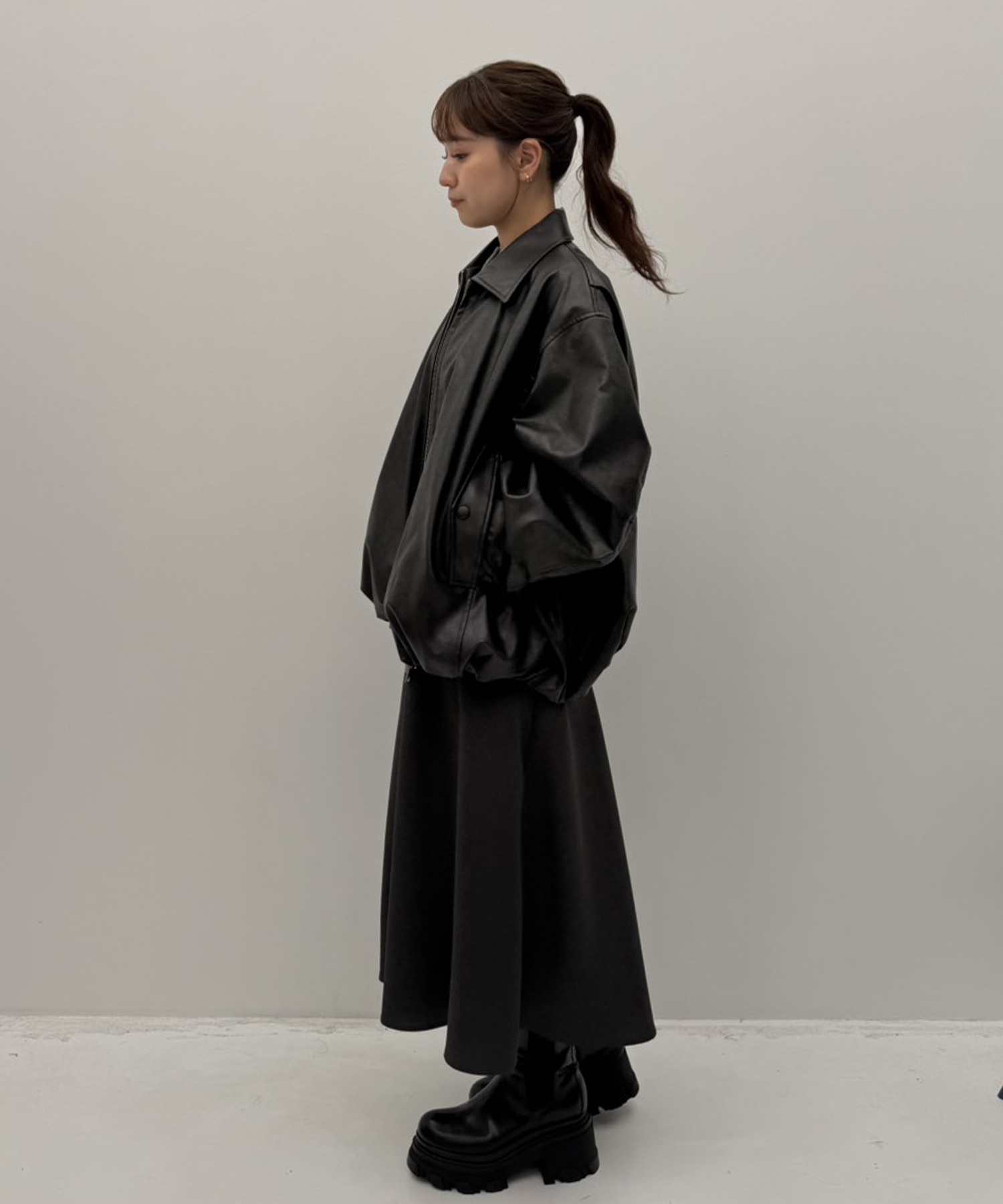別注 FAKE LEATHER BALLOON JACKET CLANE