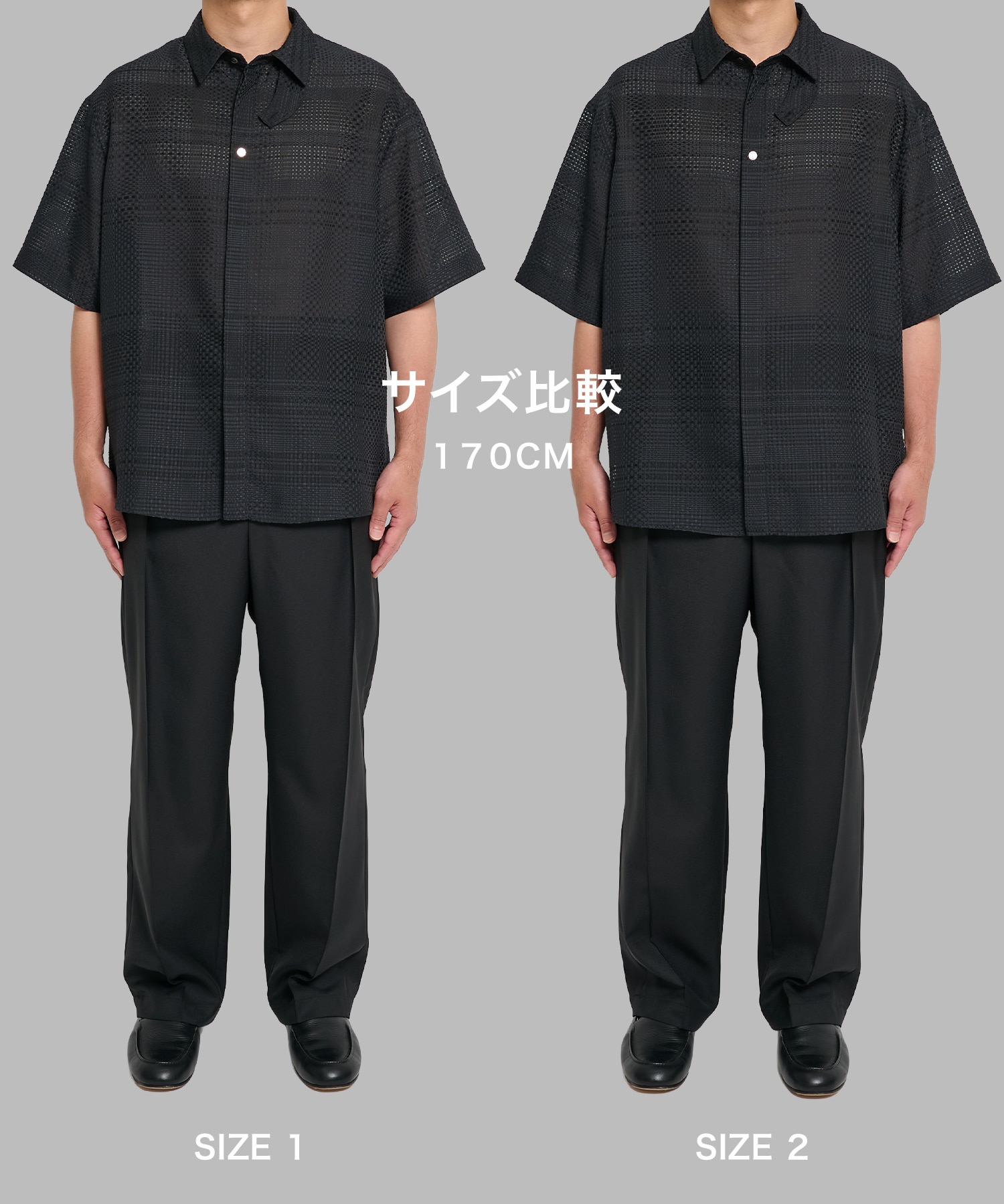 Sheer Tile Check Chin Tab Short Sleeve Shirt CULLNI