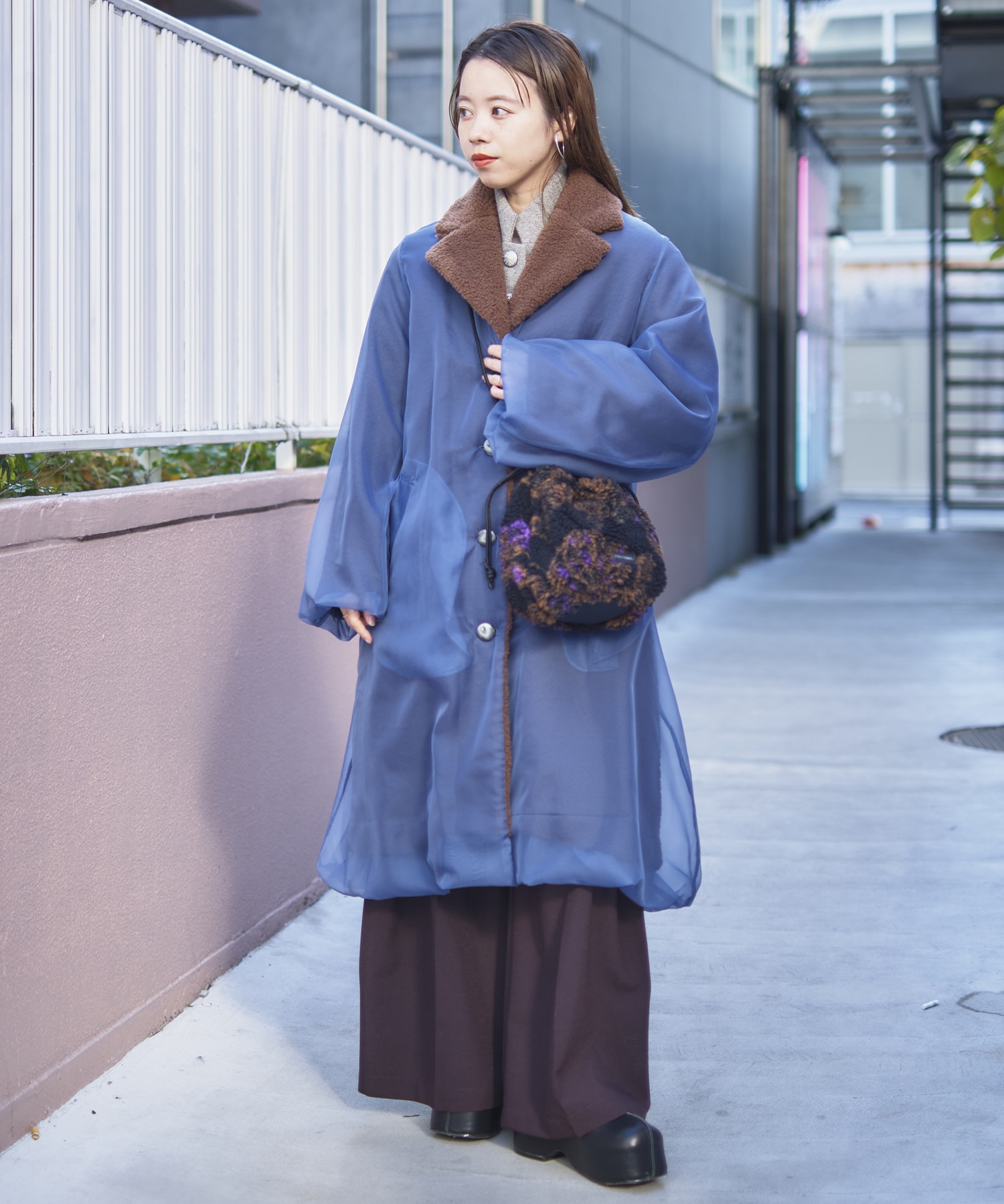 別注jacquard boa drawstring bag FUMIE=TANAKA