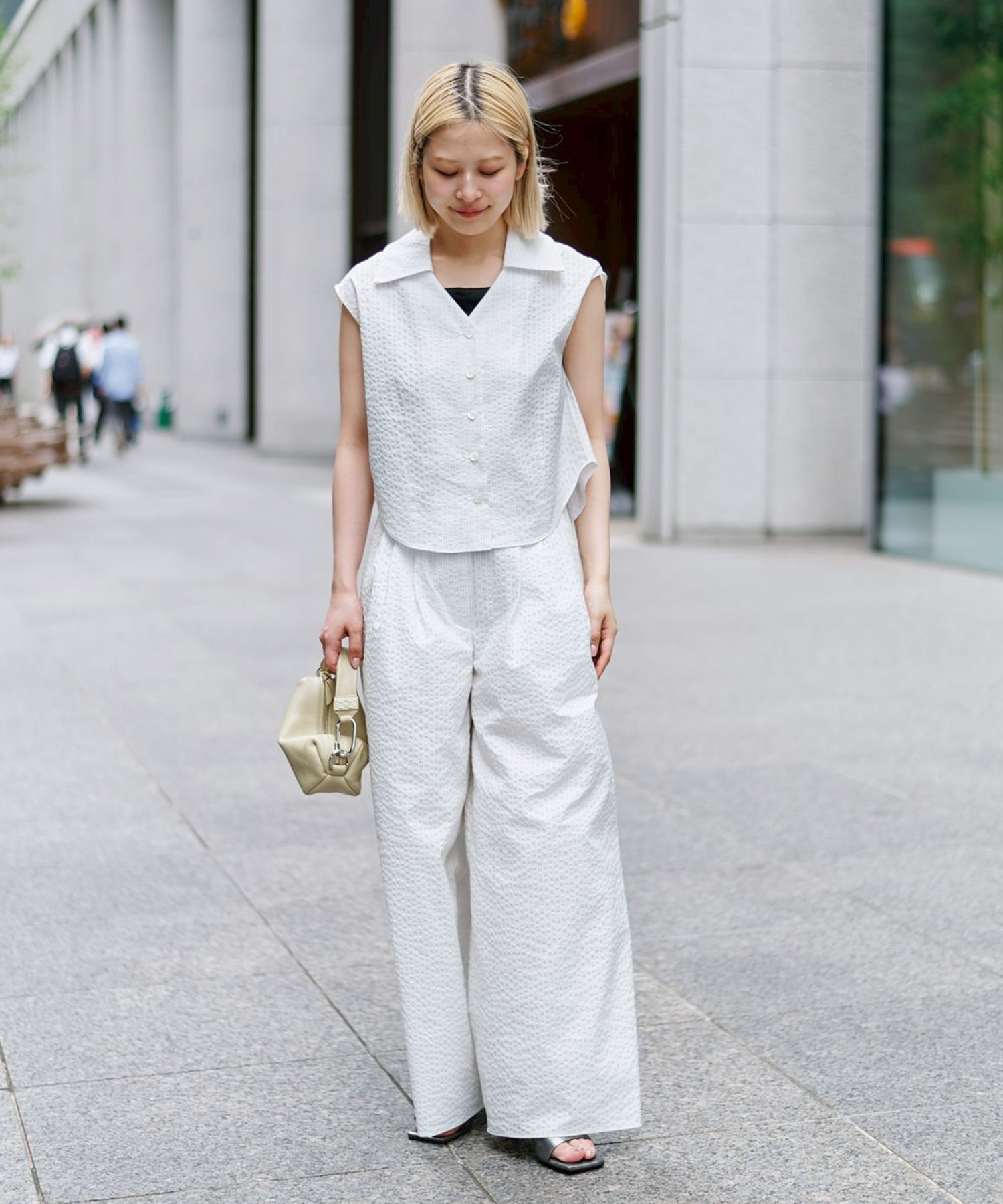 Seersucker Sleeveless Shirt STUDIOUS