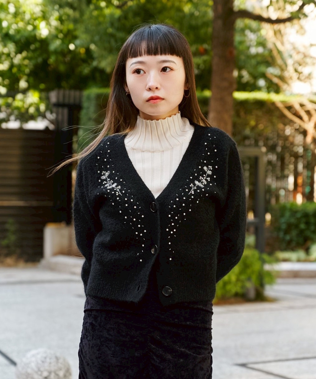 Jacquard-knit V-neck cardigan FETICO