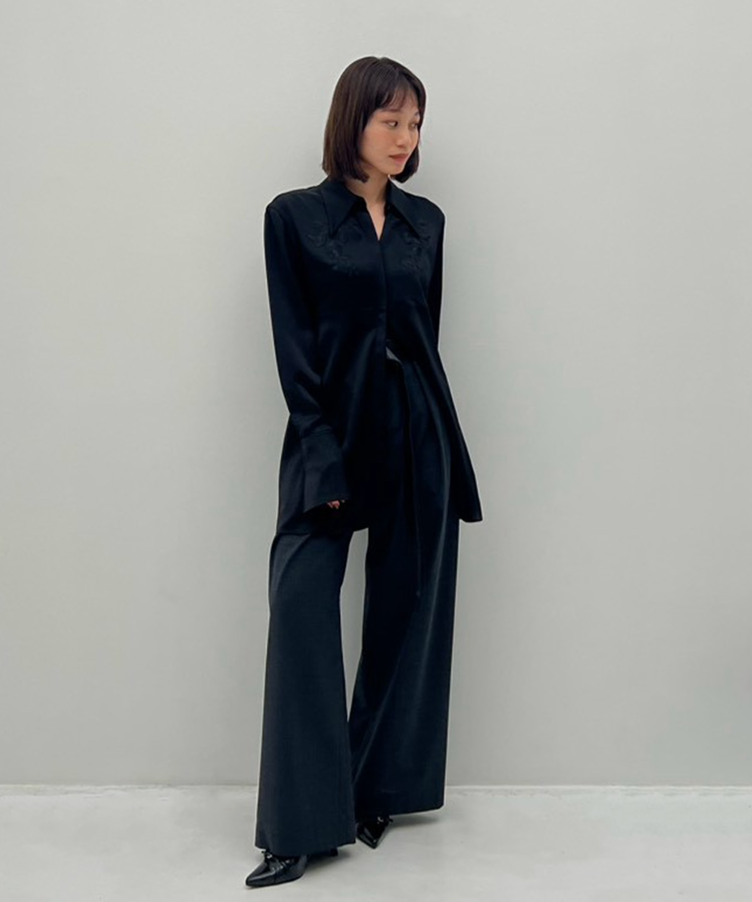 別注 EMBROIDERY SATIN SHIRT FETICO