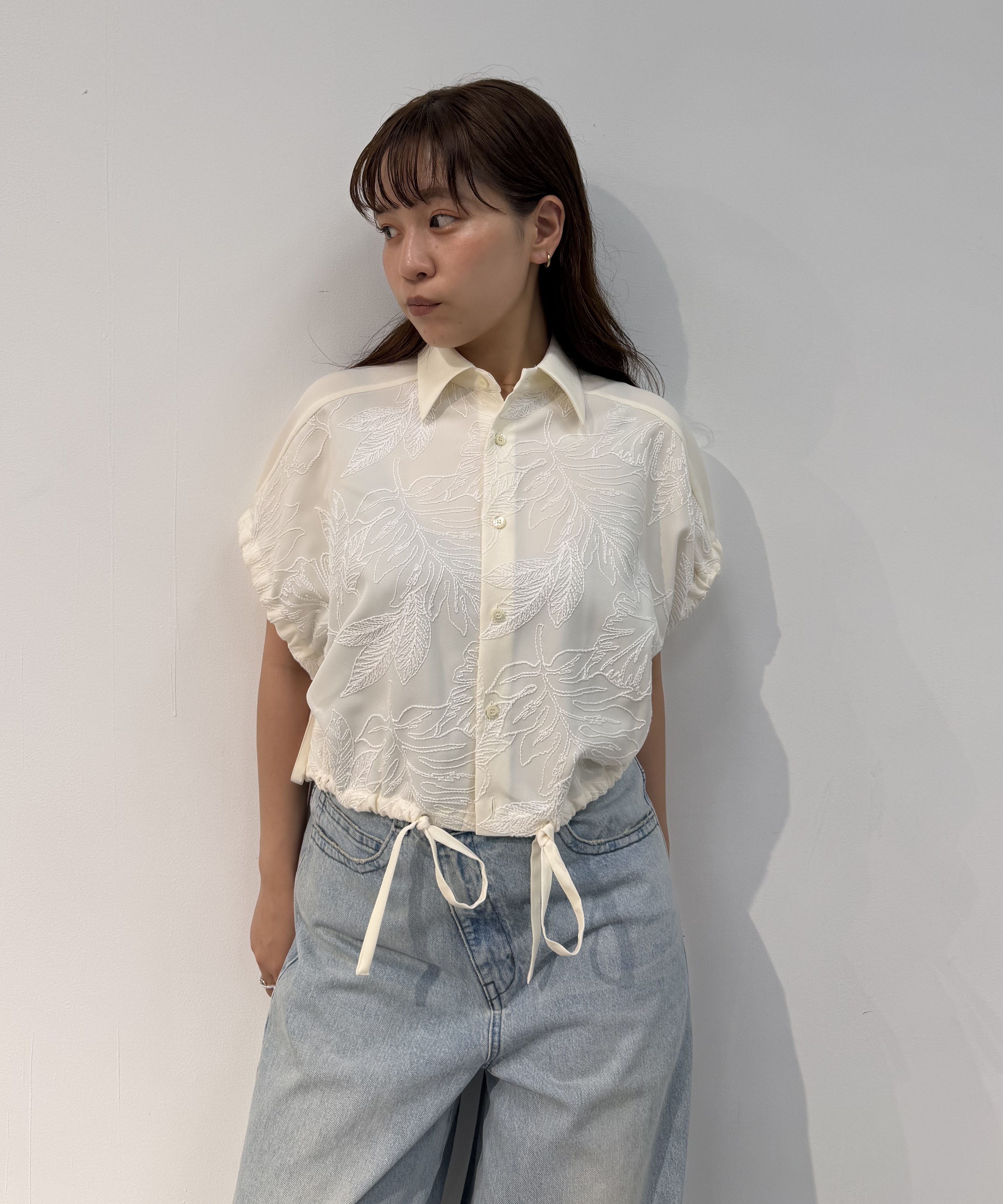 別注 FLOWER LACE GATHER SLEEVE SHIRT UJOH