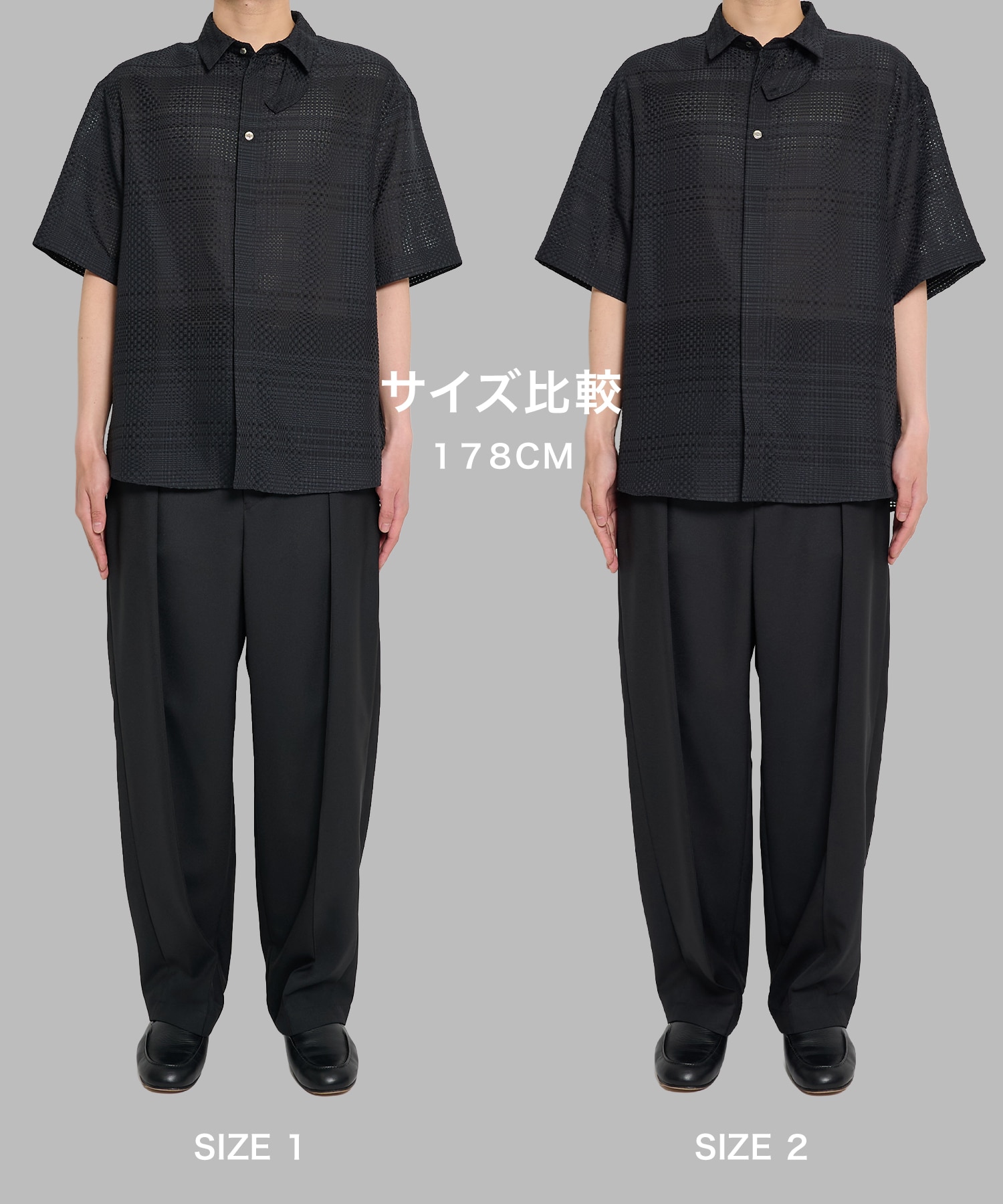 Sheer Tile Check Chin Tab Short Sleeve Shirt CULLNI