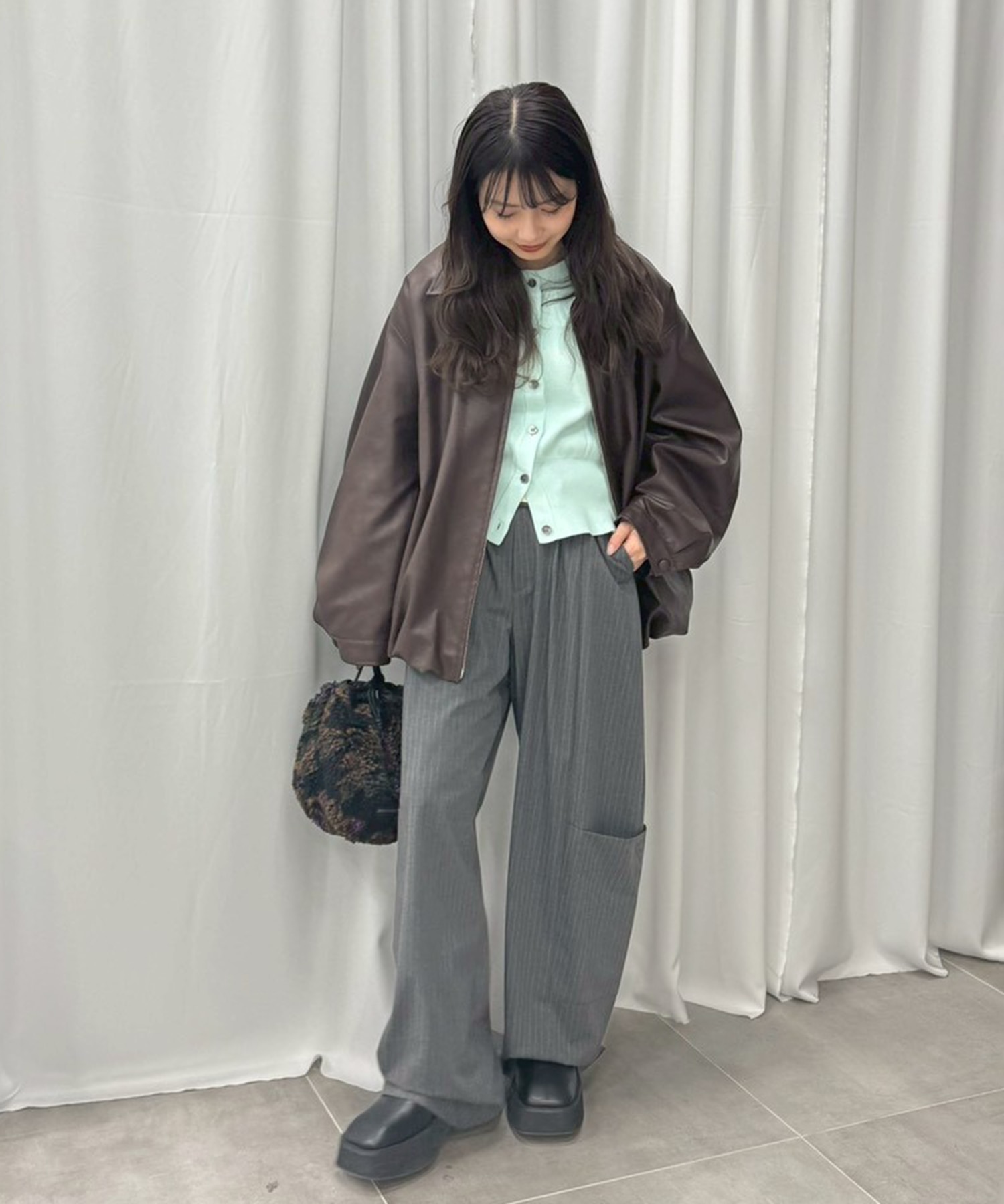 FAKE LEATHER BALLOON JACKET CLANE