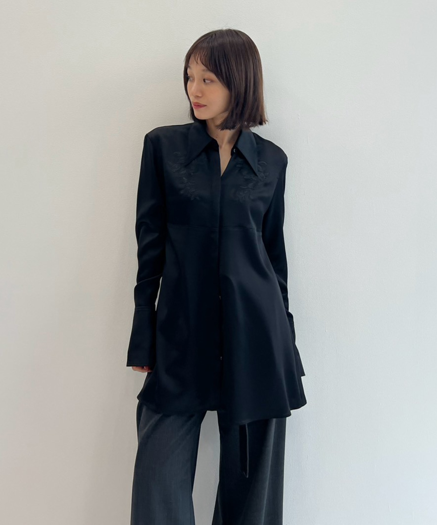 別注 EMBROIDERY SATIN SHIRT FETICO