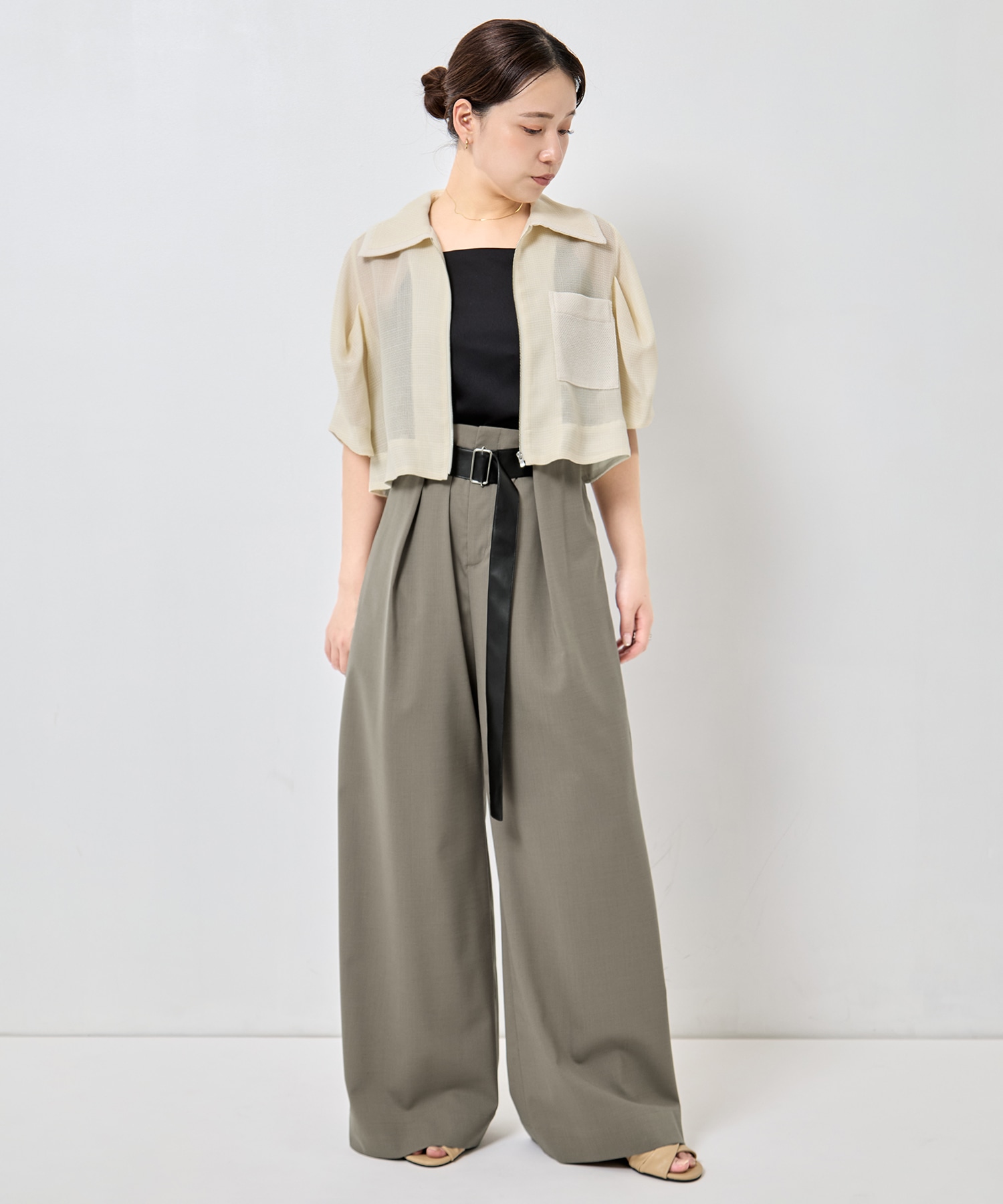 Summer Wool Belted Trousers STUDIOUS