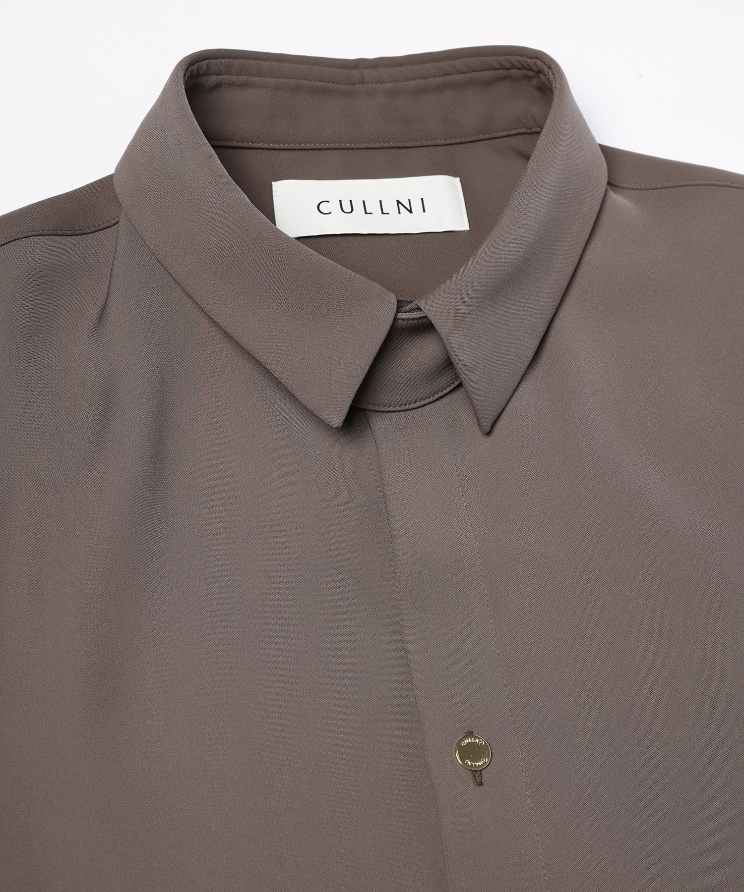 Double Satin Minimal Chin Tab Long Sleeve Shirt CULLNI
