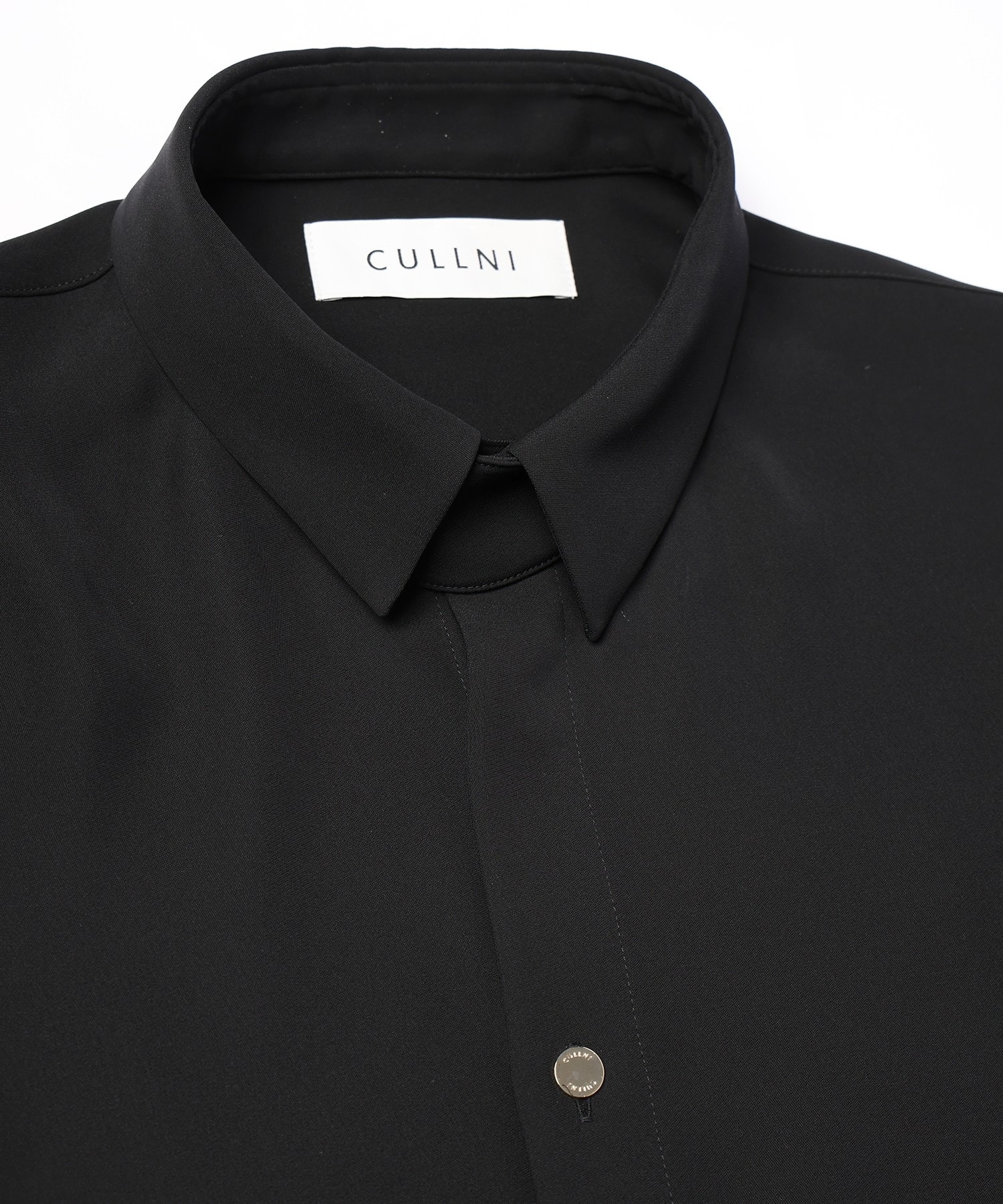 Double Satin Minimal Chin Tab Long Sleeve Shirt CULLNI