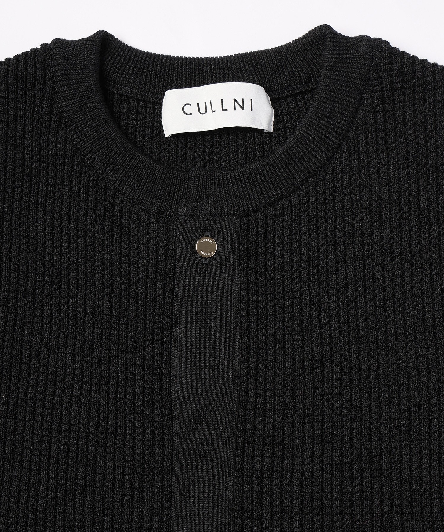 Organic Cotton Waffle Minimal Henley Neck Knit Pullover CULLNI