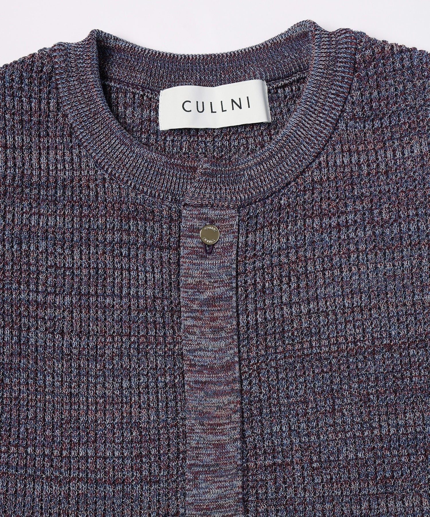 Organic Cotton Waffle Minimal Henley Neck Knit Pullover CULLNI