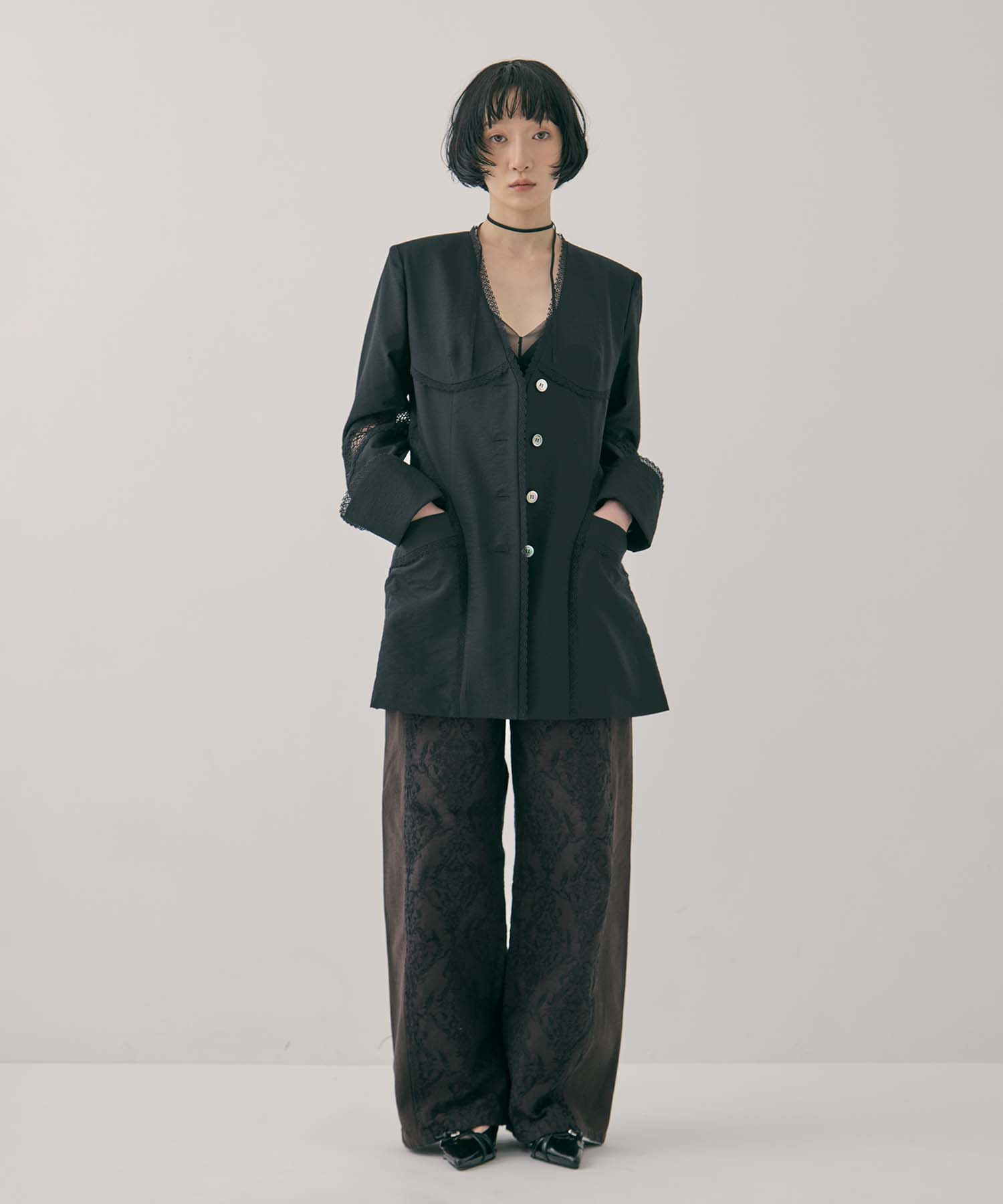 別注 LACE-PANELED SHIRT JACKET FETICO