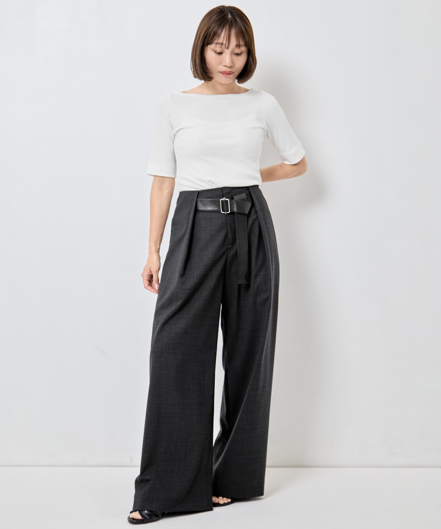 Summer Wool Belted Trousers STUDIOUS